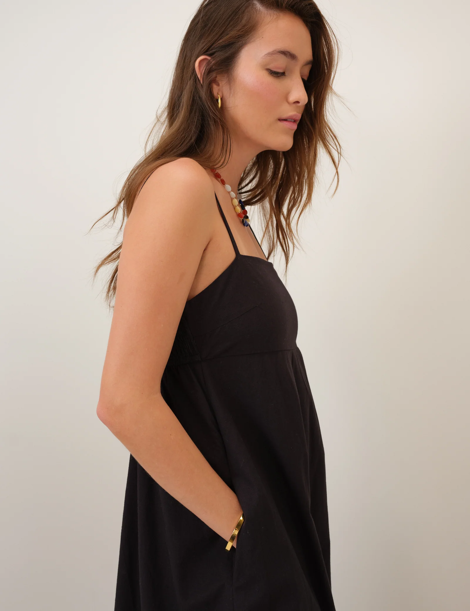 Black Square Neck Rebecca Midi Dress - Image 6