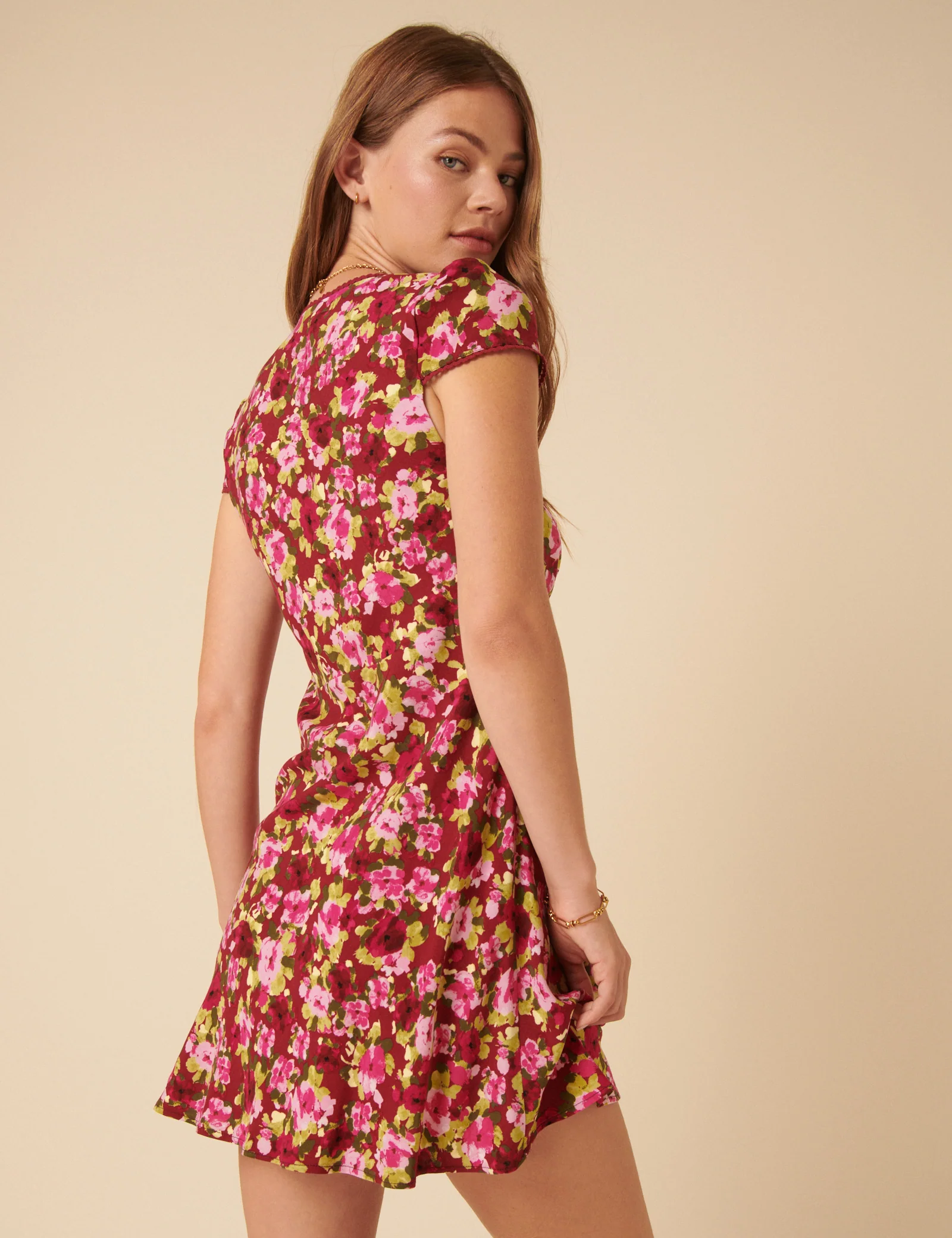 Red And Pink Floral Rosa Mini Dress - Image 5