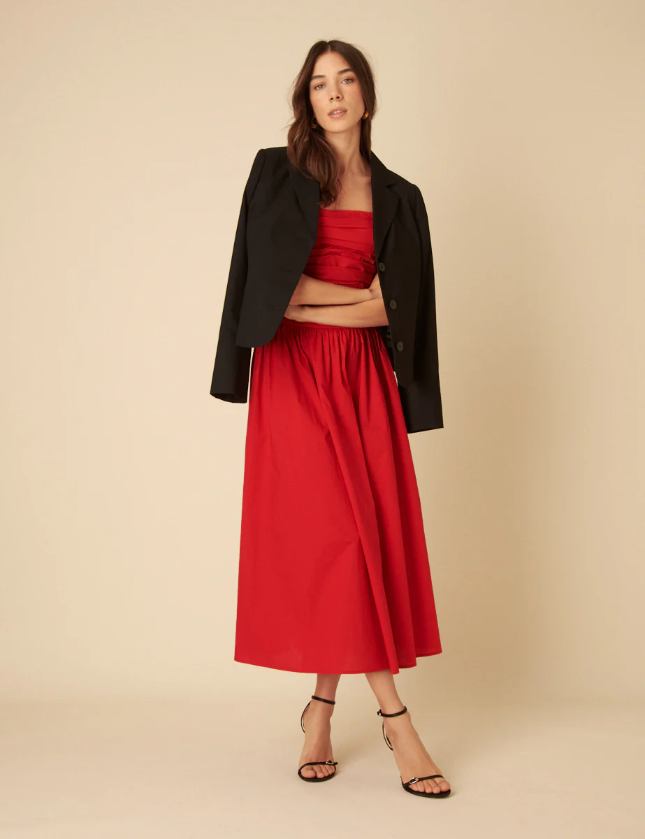 Red Bandeau Felicity Midi Dress - Image 5