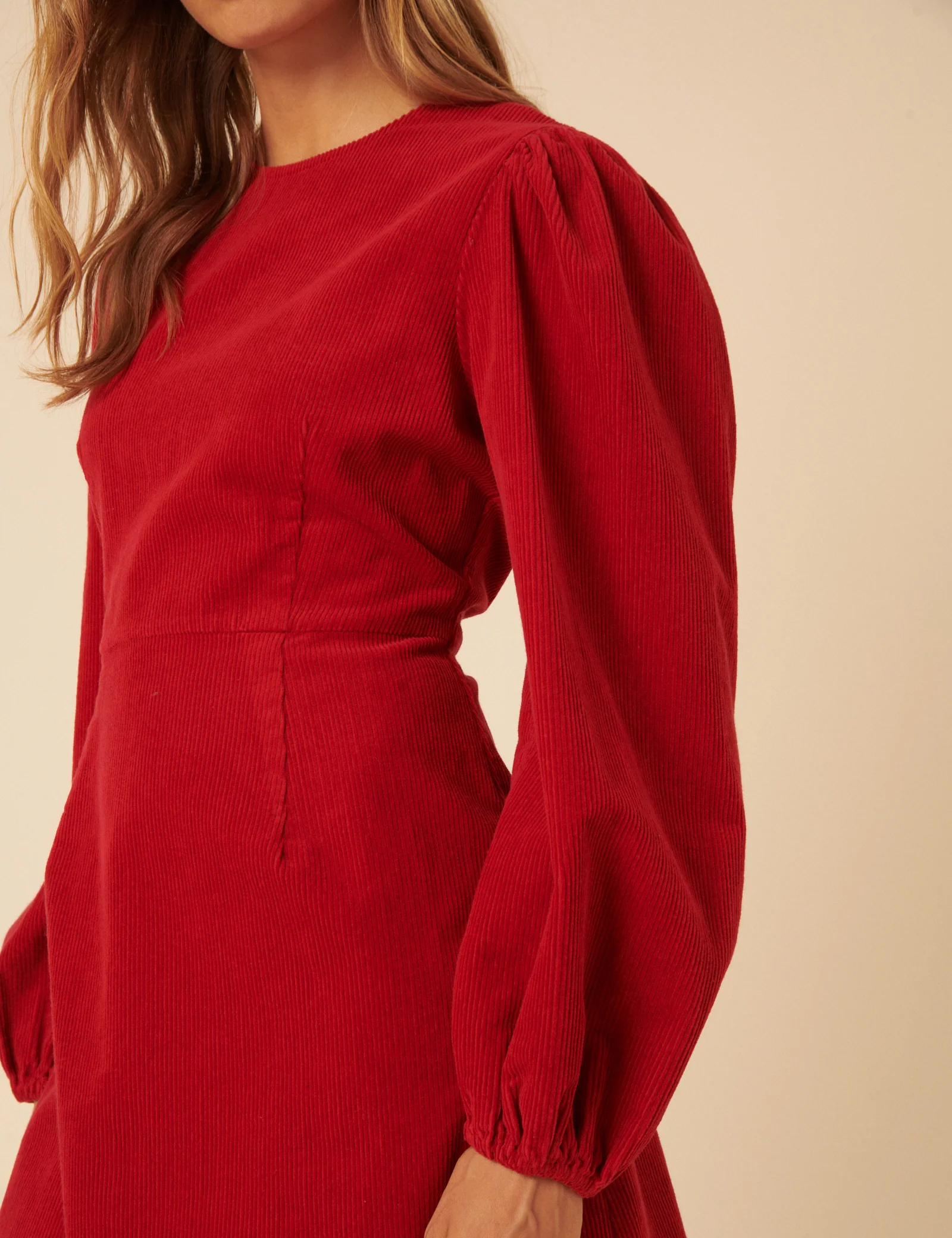Red Cord Balloon Sleeve Peggy Mini Dress - Image 3