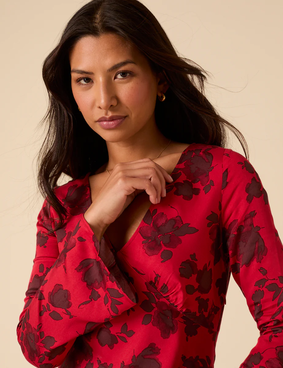 Red Floral Josie Midi Dress - Image 2