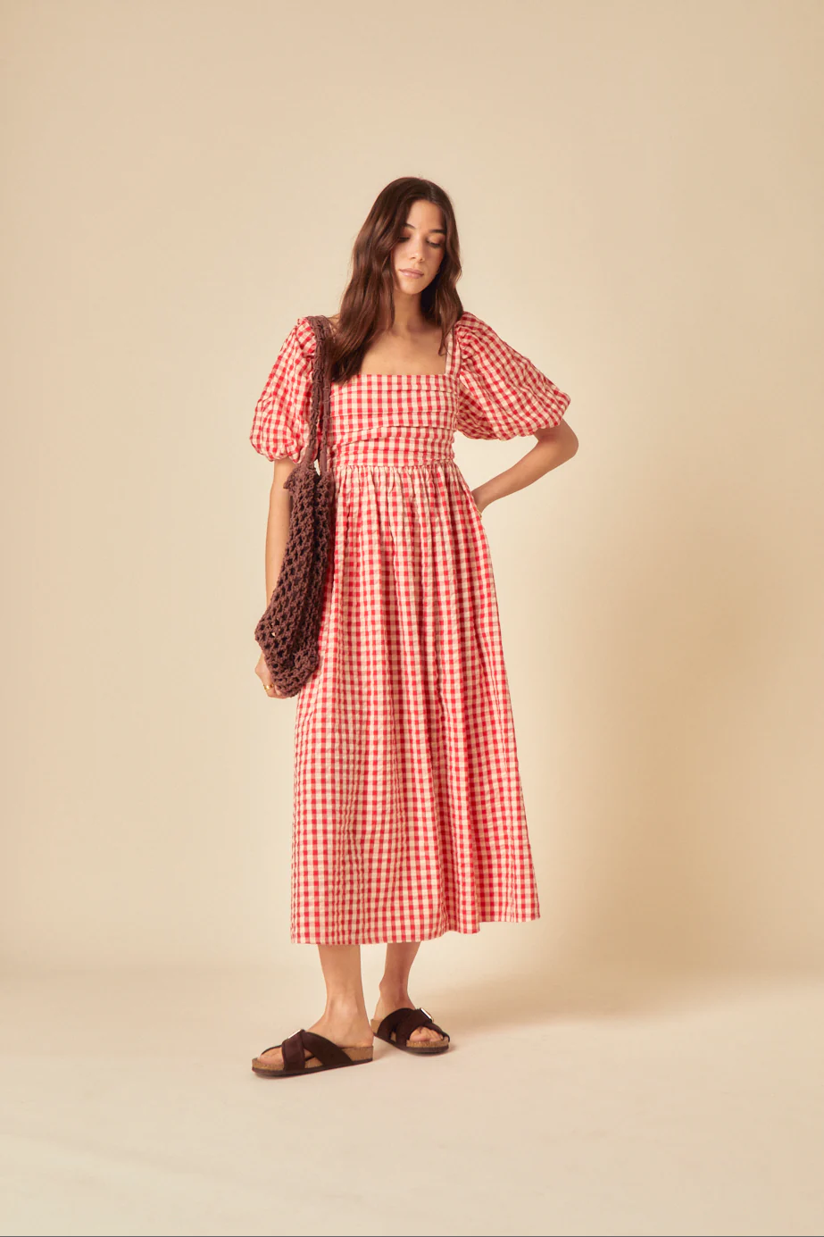 Red Gingham Nova Midi Dress - Image 5