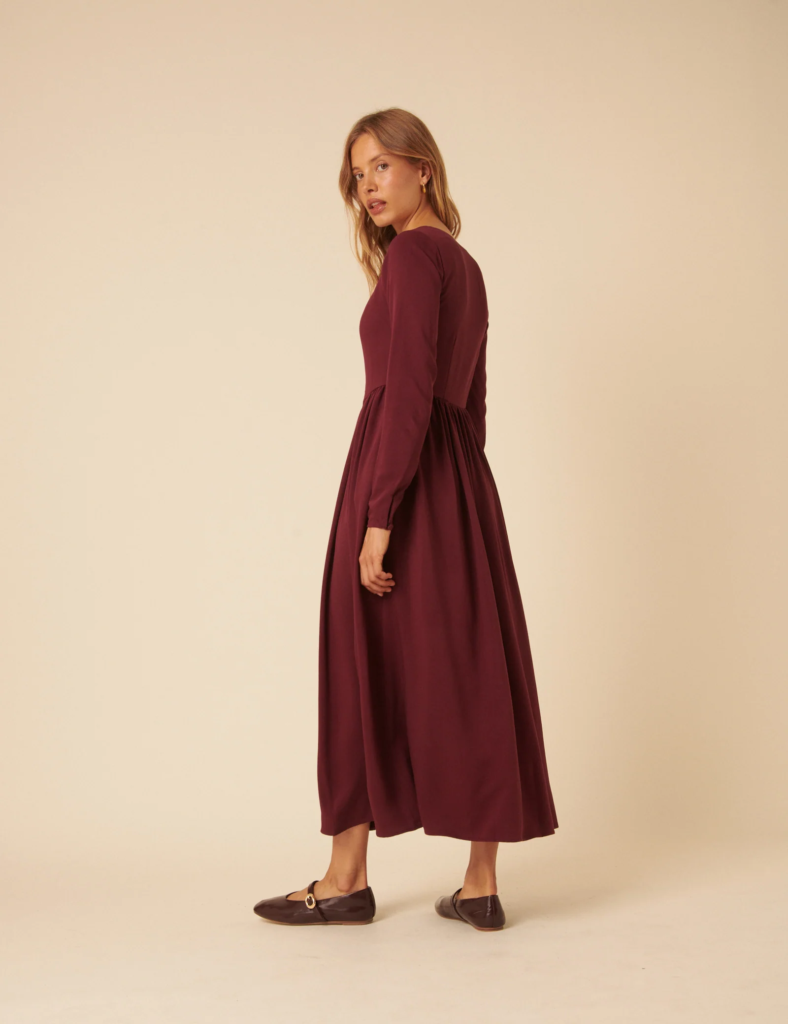 Red Long Sleeve Cora Midi Dress - Image 5