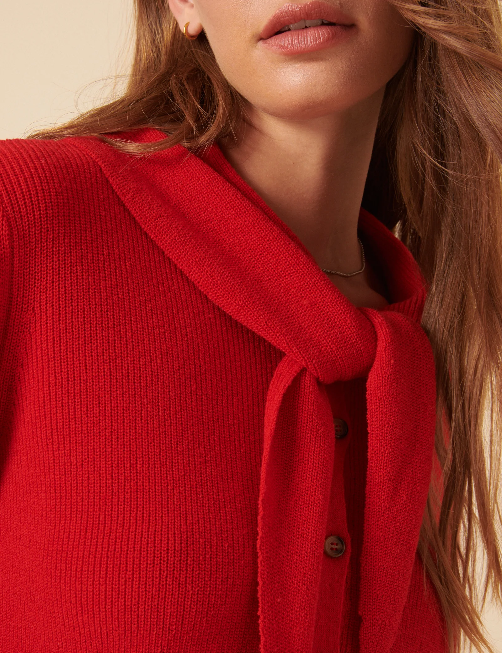 Red Neck Tie Scarf Cardigan - Image 2