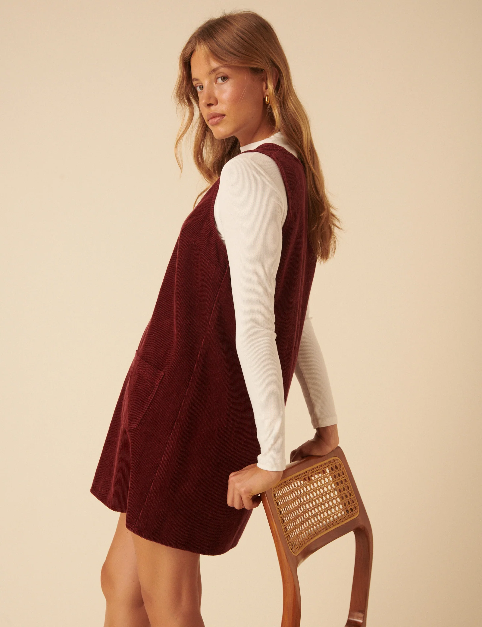 Red Piper Pinafore Mini Dress - Image 3