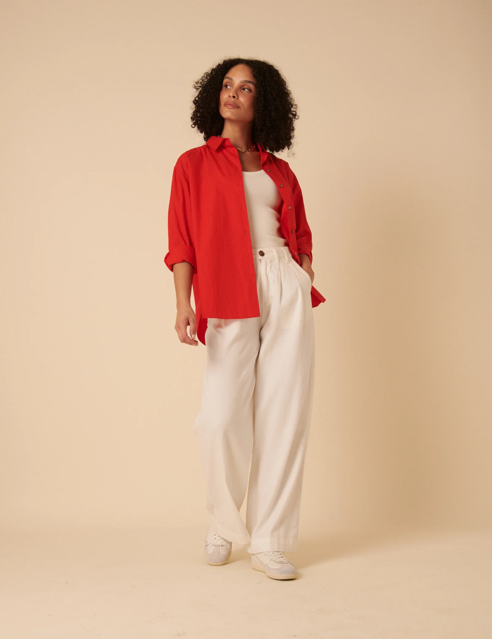 Red Relaxed Boyfriend Shirt - Image 5