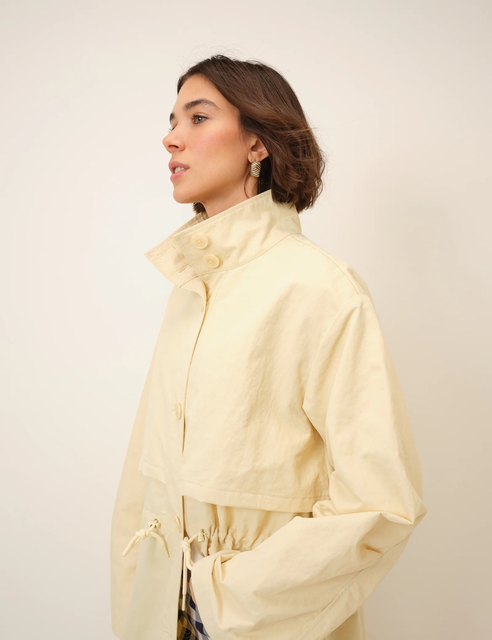 Butter Yellow Longline Funnel Neck Parka Jacket - Image 2