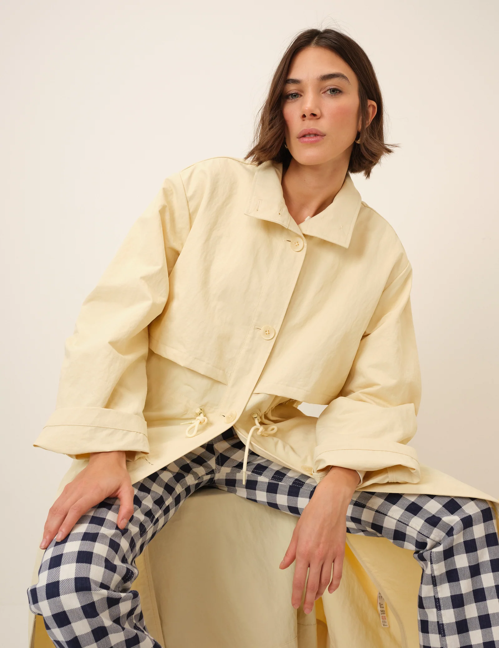 Butter Yellow Longline Funnel Neck Parka Jacket - Image 3