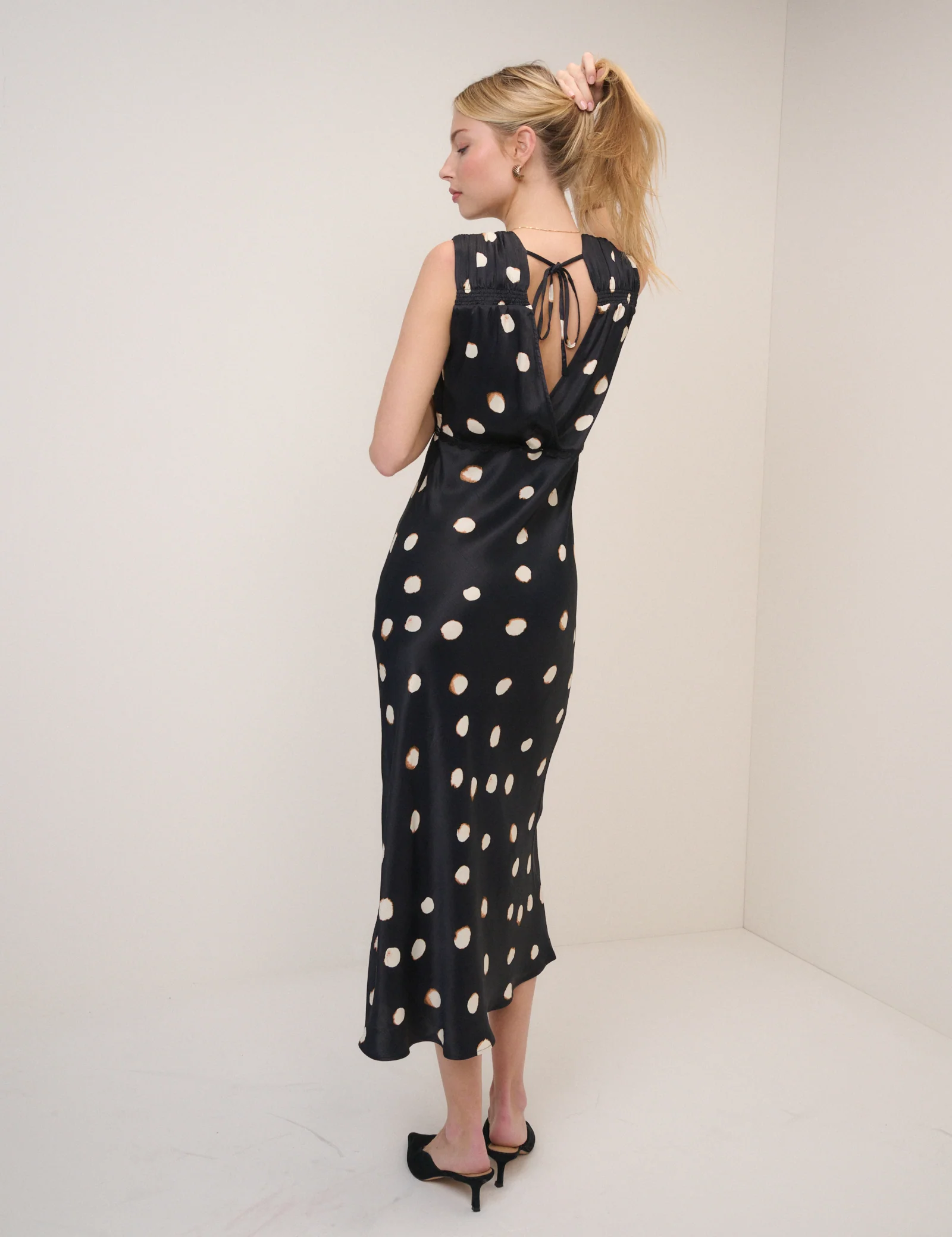 Black Polka Dot Ria Midi Dress - Image 6