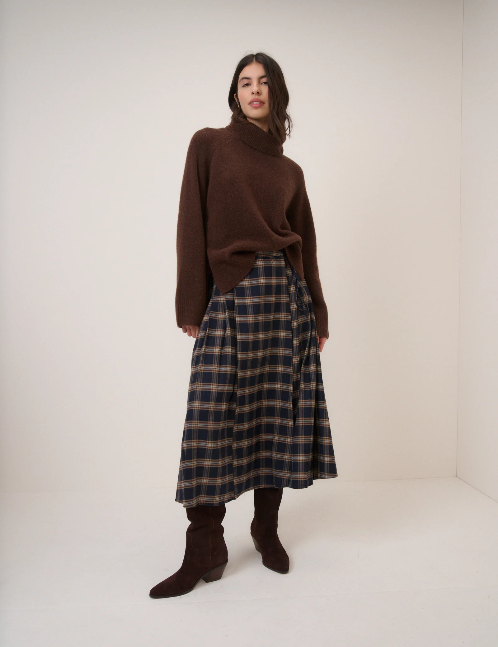 Brown Roll Neck Jumper Relaxed Fit - Image 4