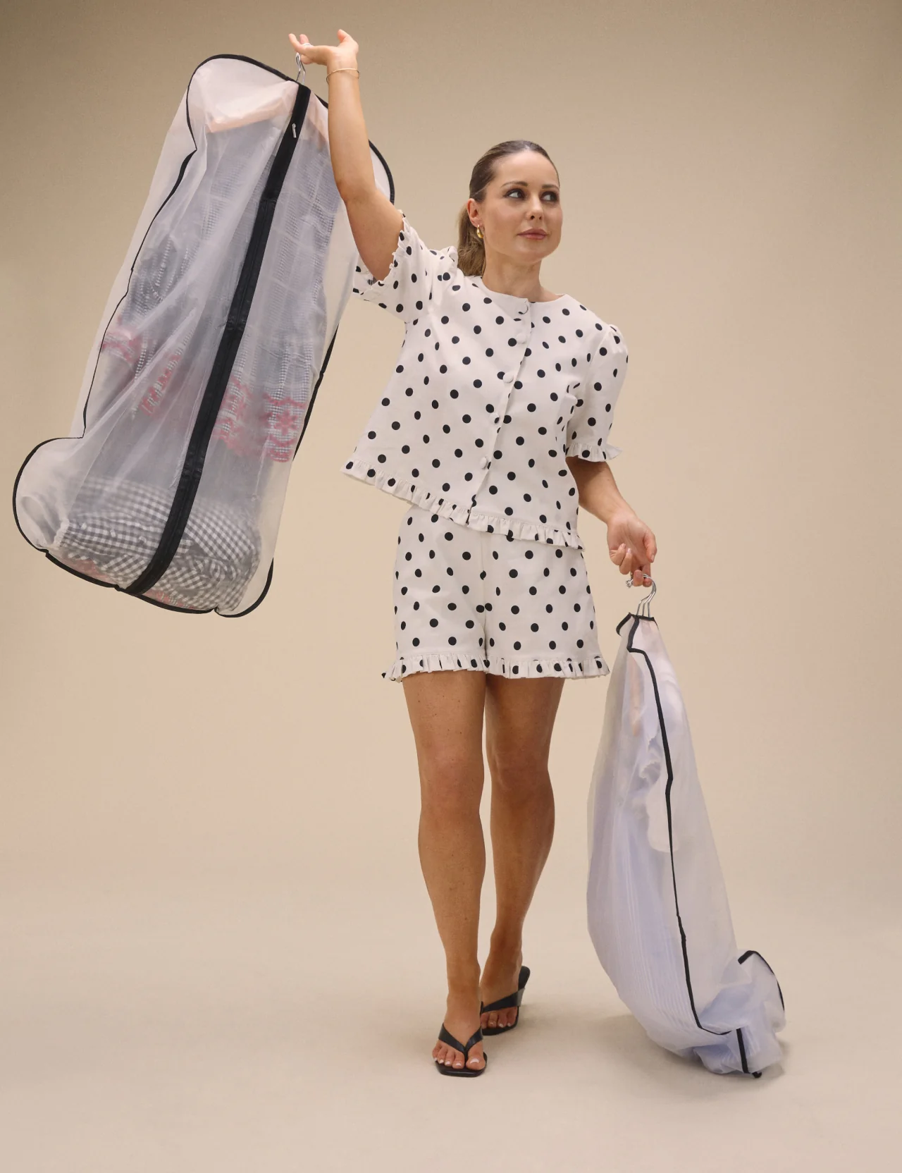 White Polka Dot Tailored Top - Image 2