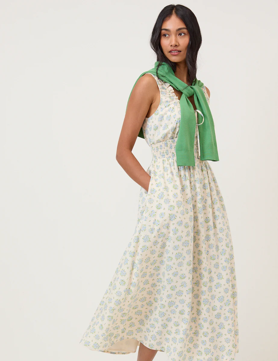 White Floral Rylee Midi Dress - Image 2