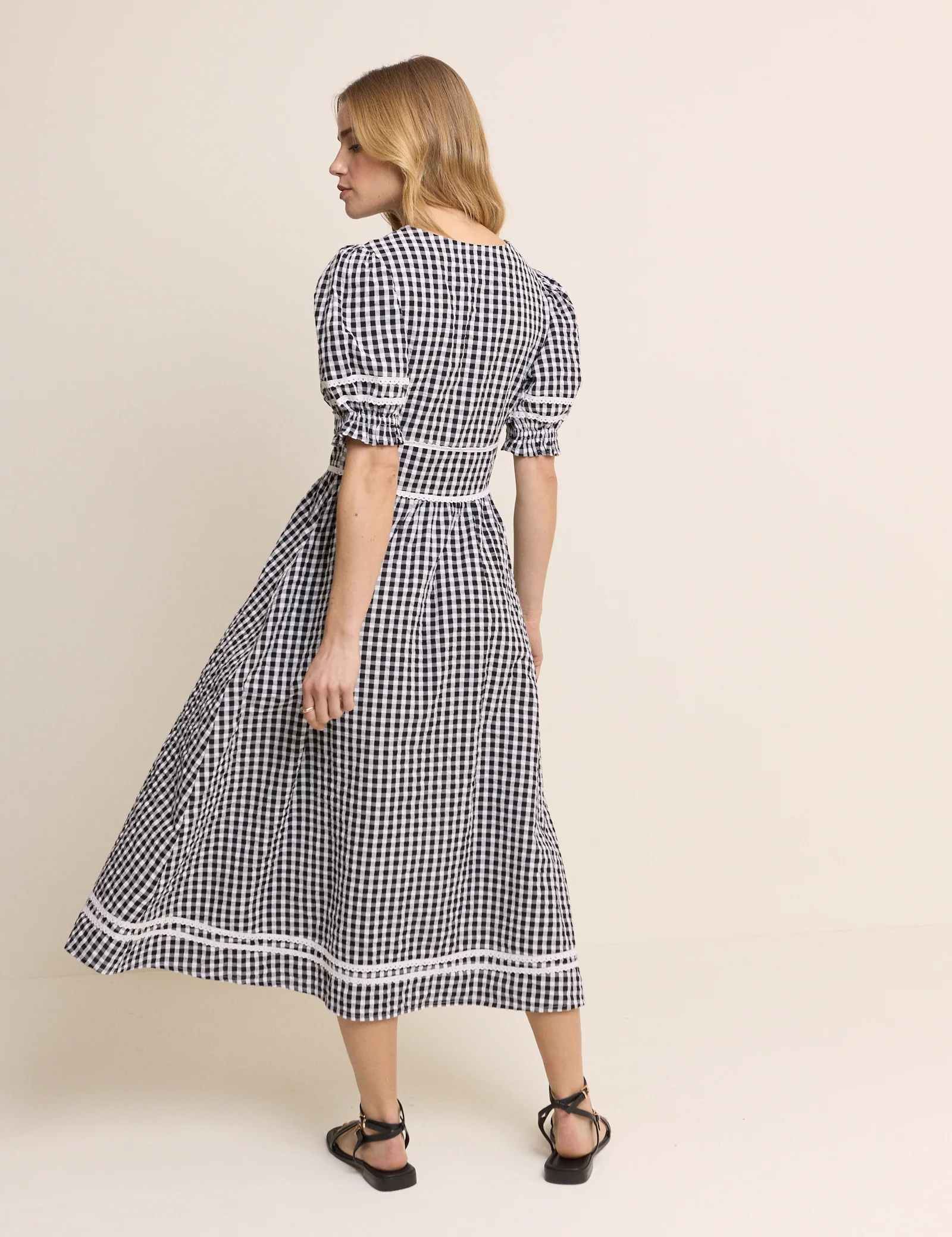 Black Gingham Saffy Midi Dress - Image 5