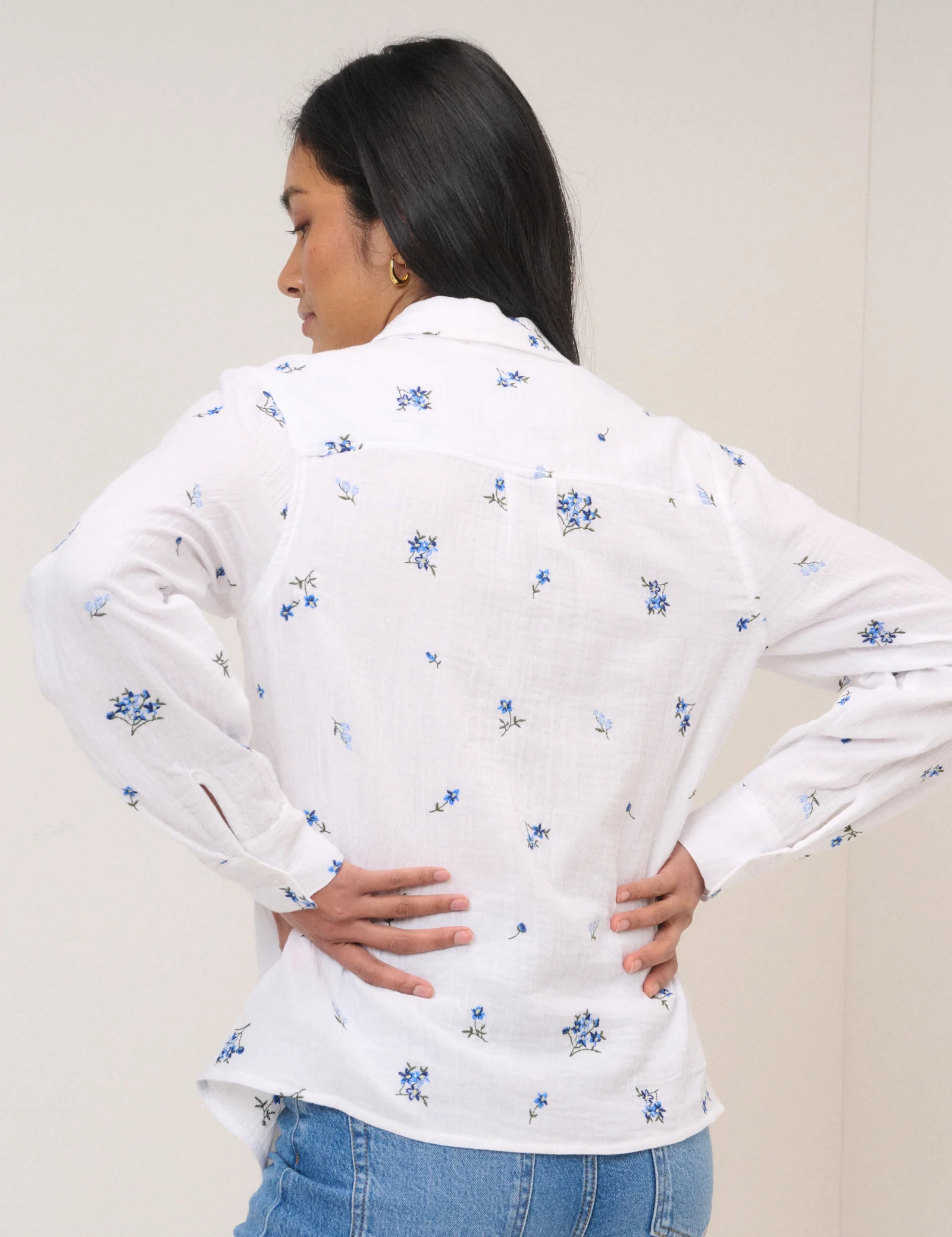 White Floral Embroidered Blouse - Image 5