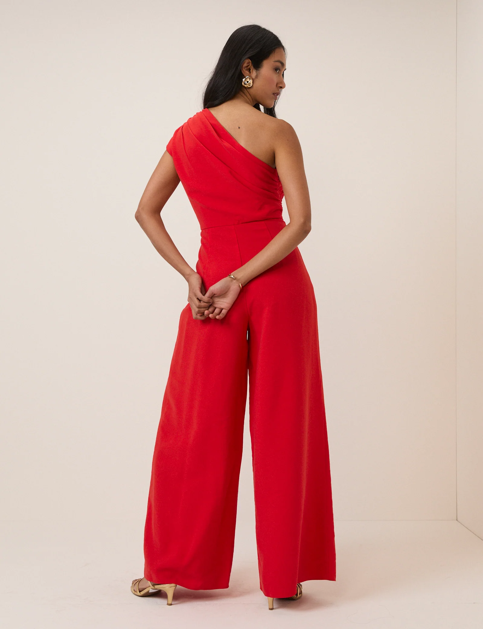 Red One Shoulder Sanaria Jumpsuit - Image 4