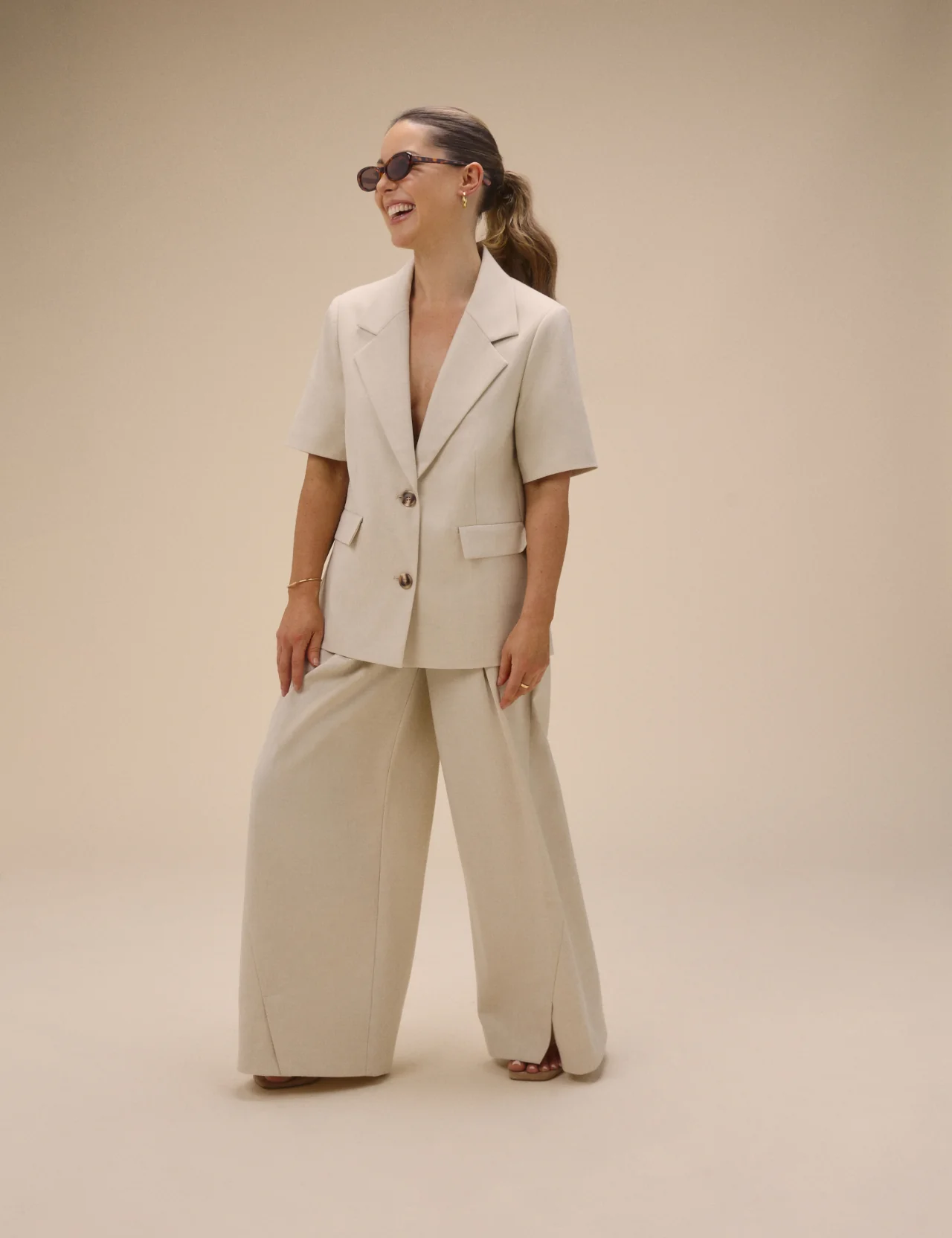 Stone Short Sleeve Relaxed Blazer - Image 2