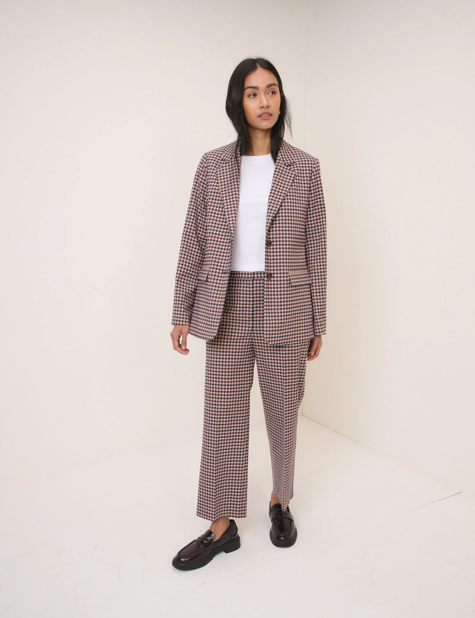 Red and Navy Gingham Blazer - Image 3
