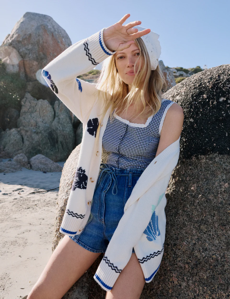 Cream Seascape Knitted Cardigan - Image 4