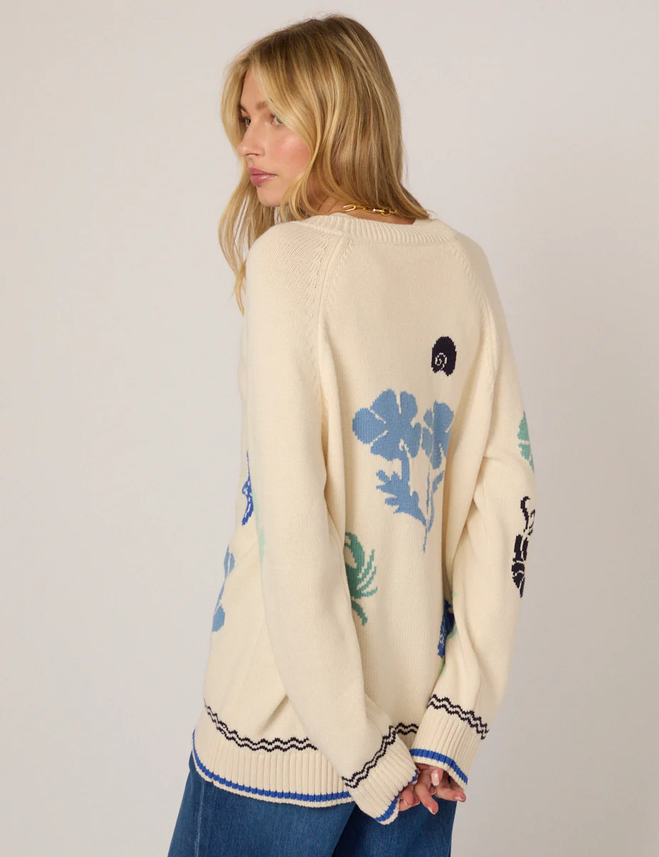 Cream Seascape Knitted Cardigan - Image 7