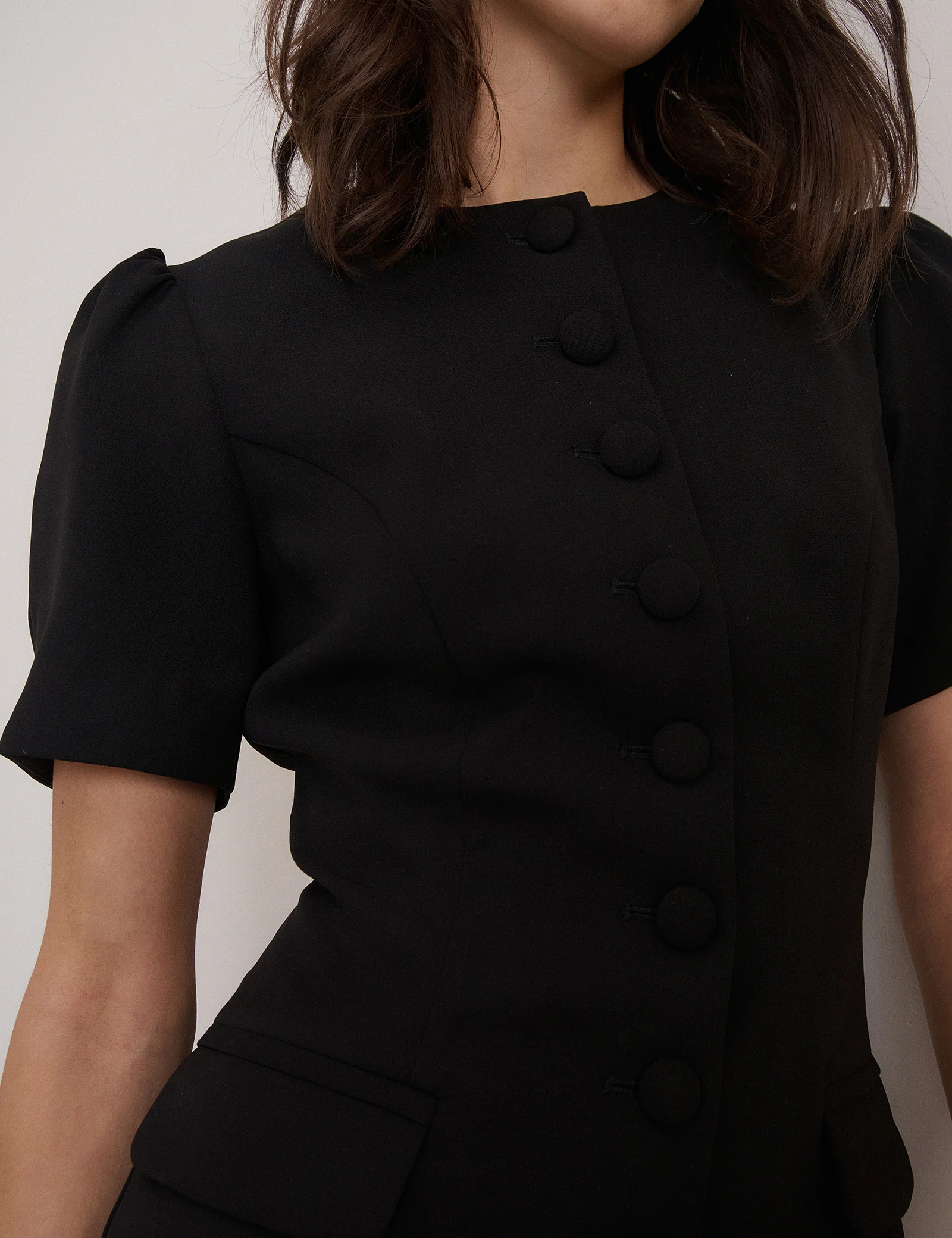 Black Short Sleeved Tailored Mini Dress - Image 4