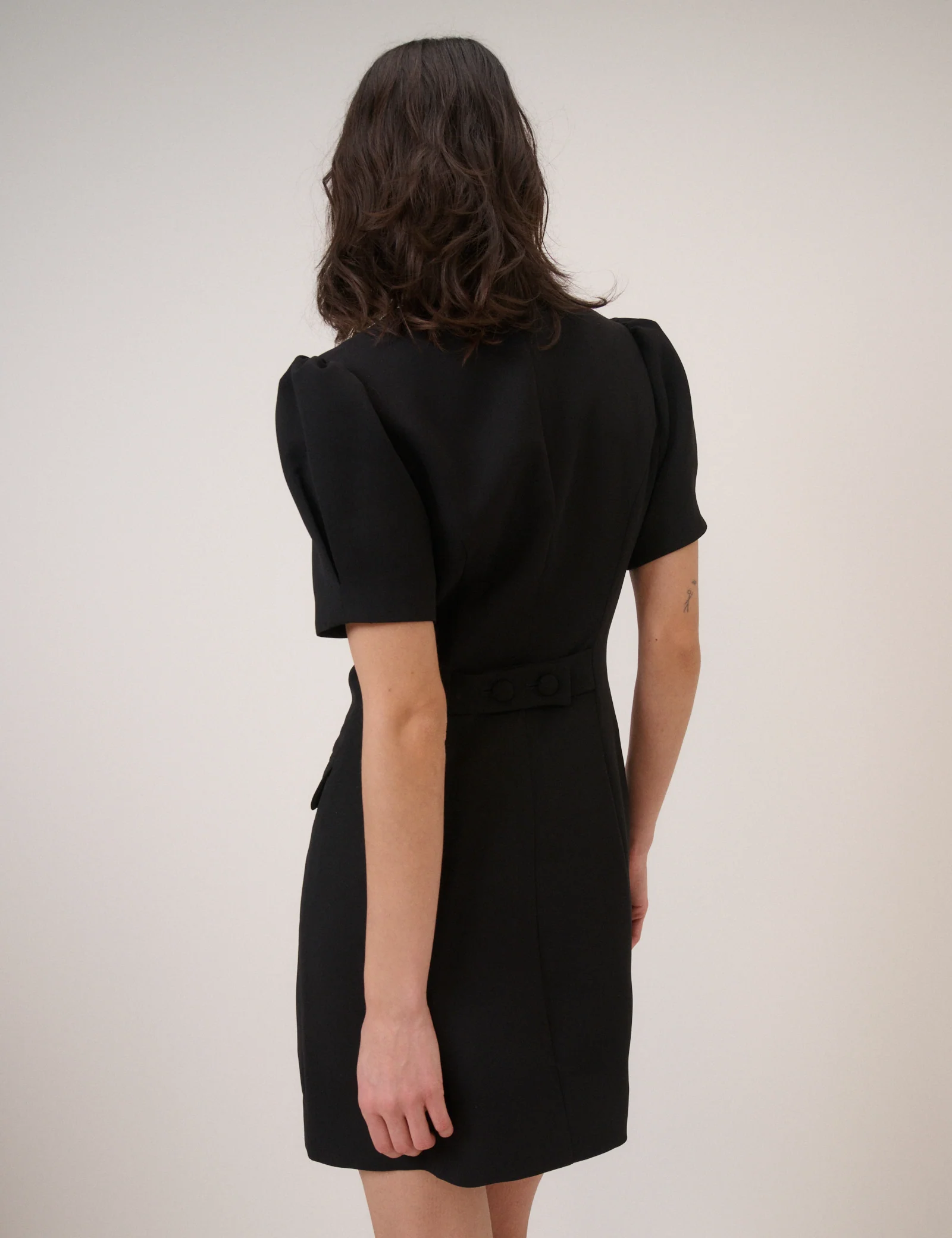 Black Short Sleeved Tailored Mini Dress - Image 5
