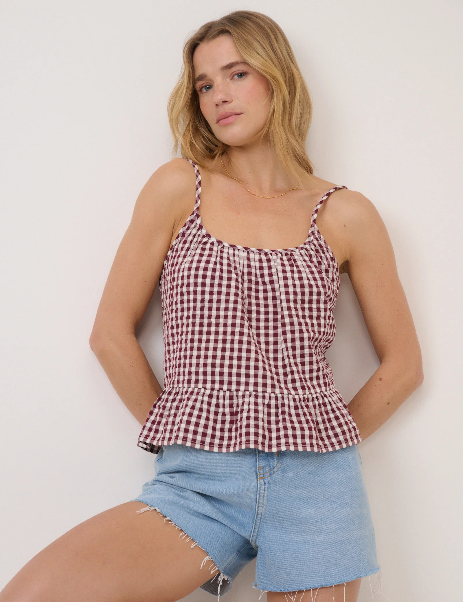 Burgundy Gingham Top - Image 2