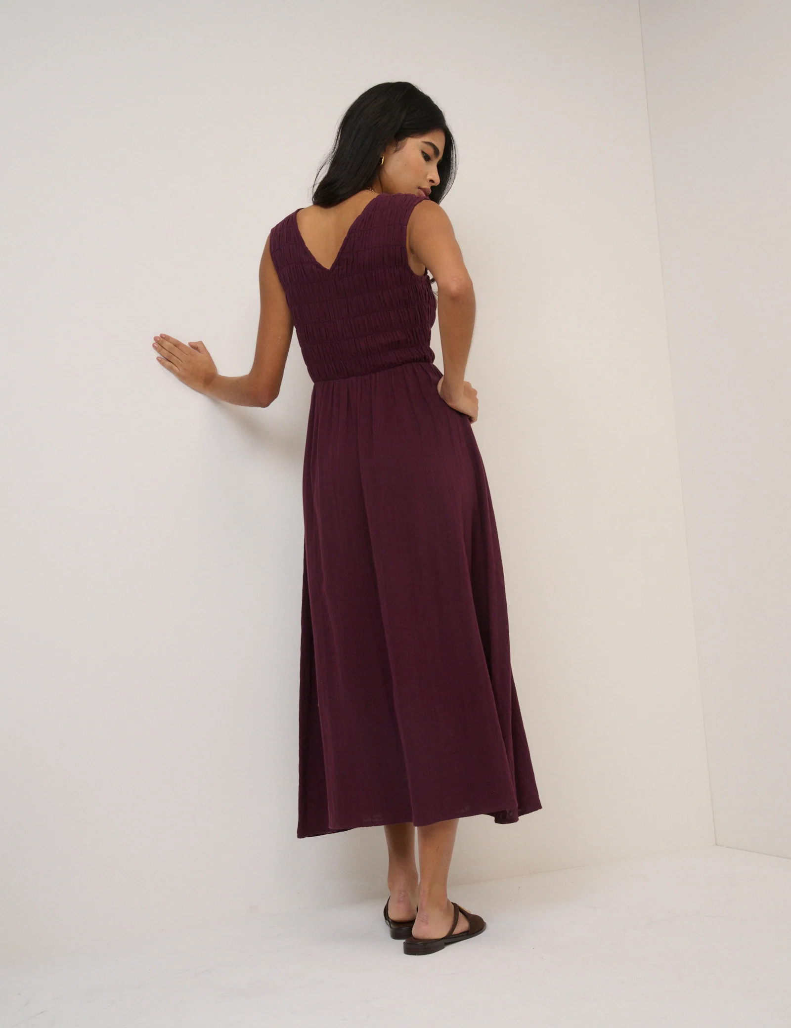 Dark Purple Sleeveless Audrey Midi Dress - Image 5