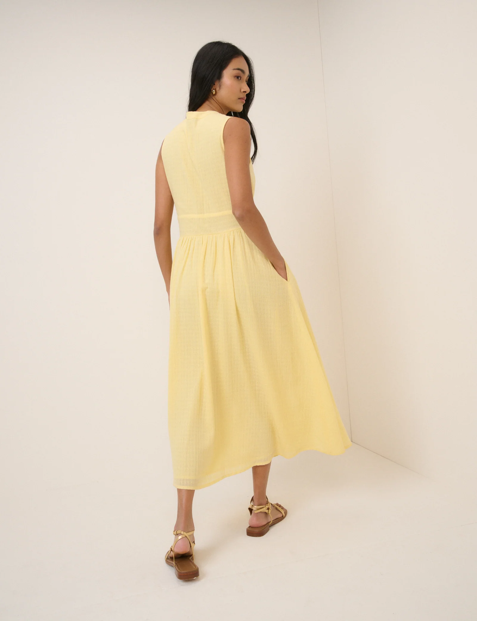 Butter Yellow Sleeveless Starlight Midi Dress - Image 5