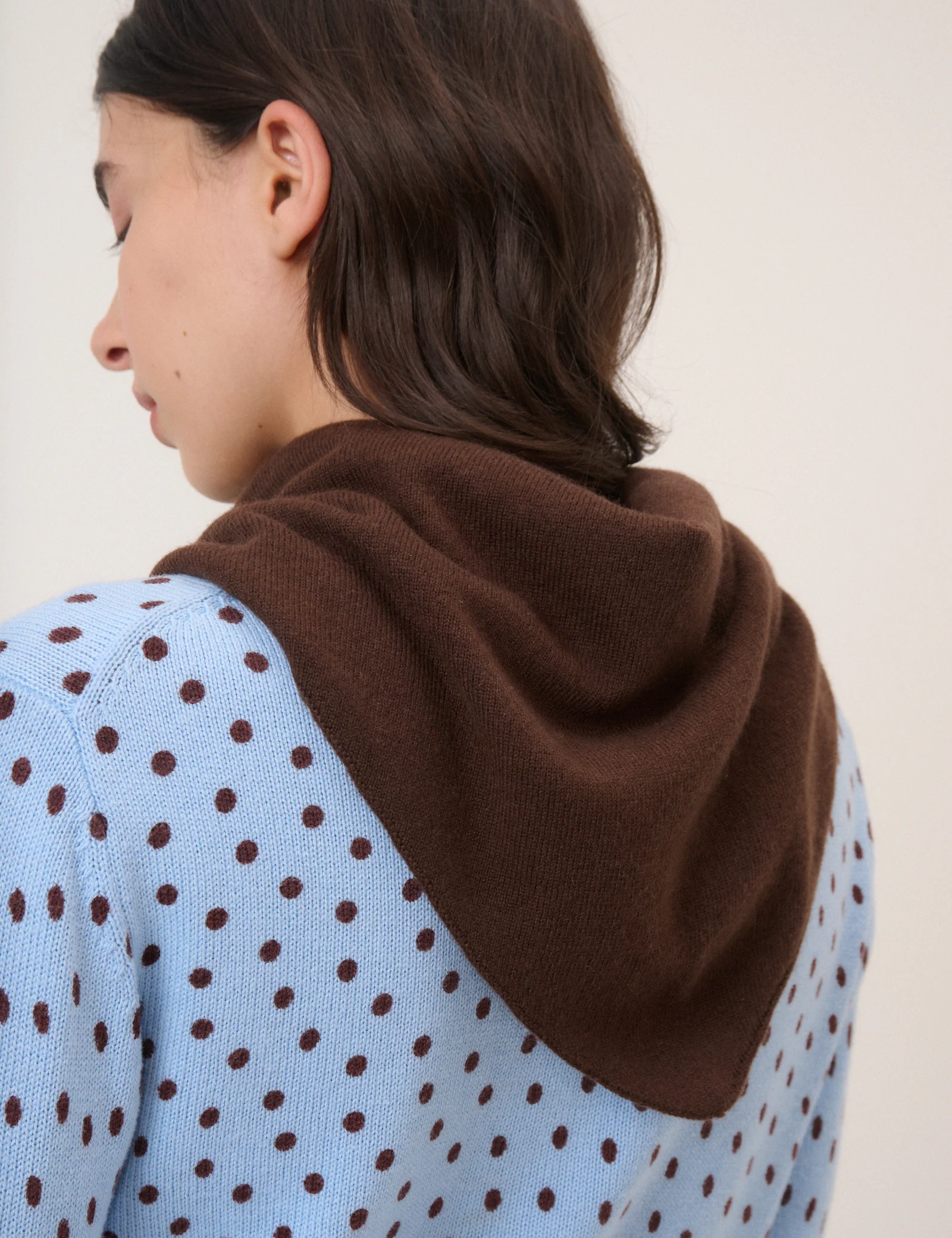 Brown Wool Blend Triangle Scarf - Image 4