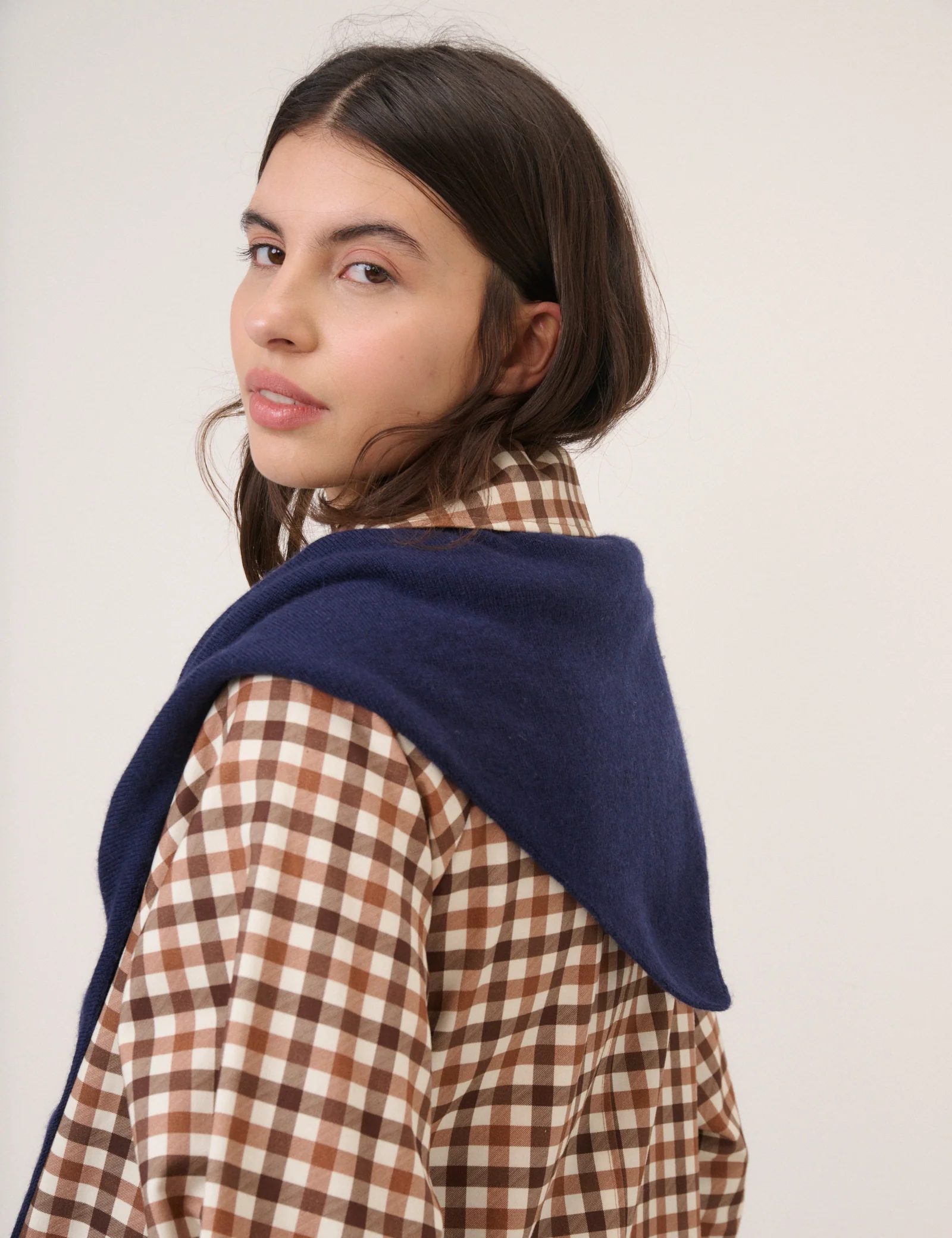 Navy Wool Blend Triangle Scarf - Image 3