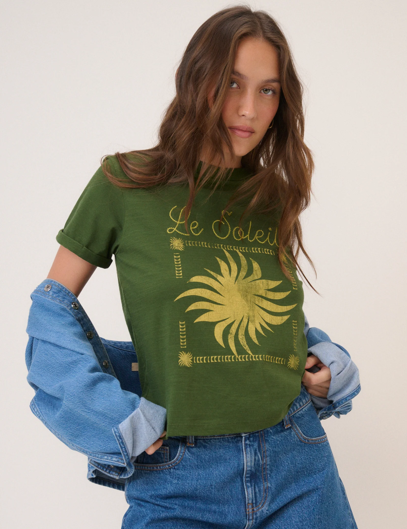 Dark Green Soleil Graphic T-Shirt