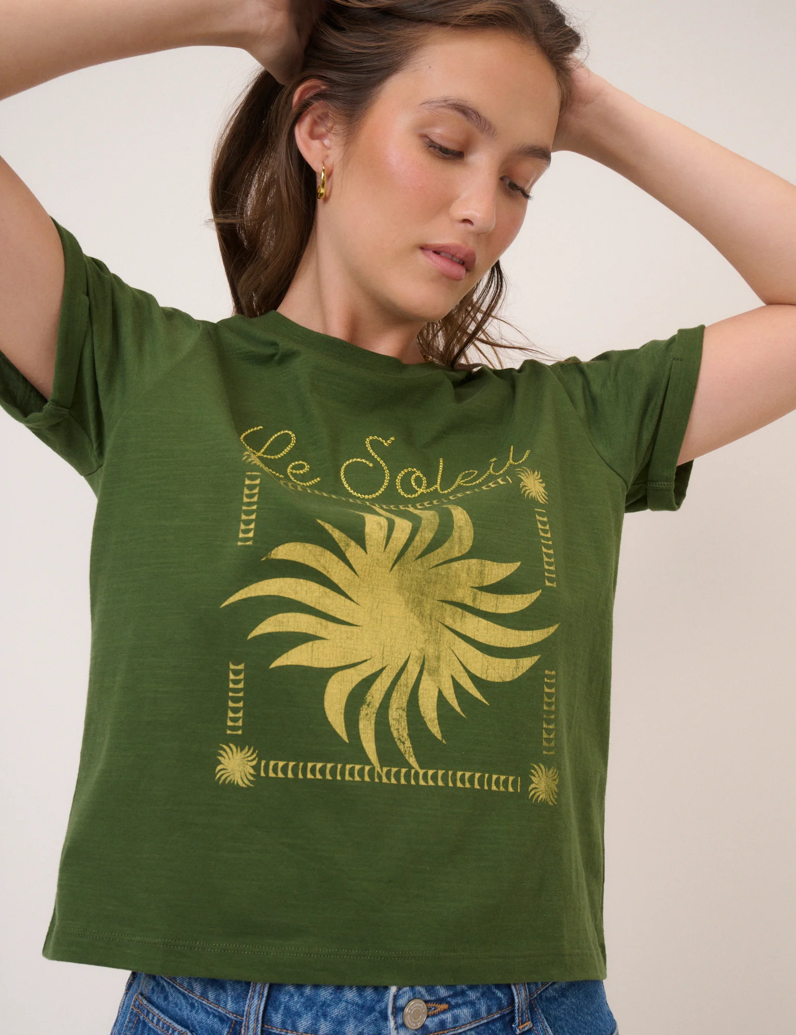 Dark Green Soleil Graphic T-Shirt - Image 4