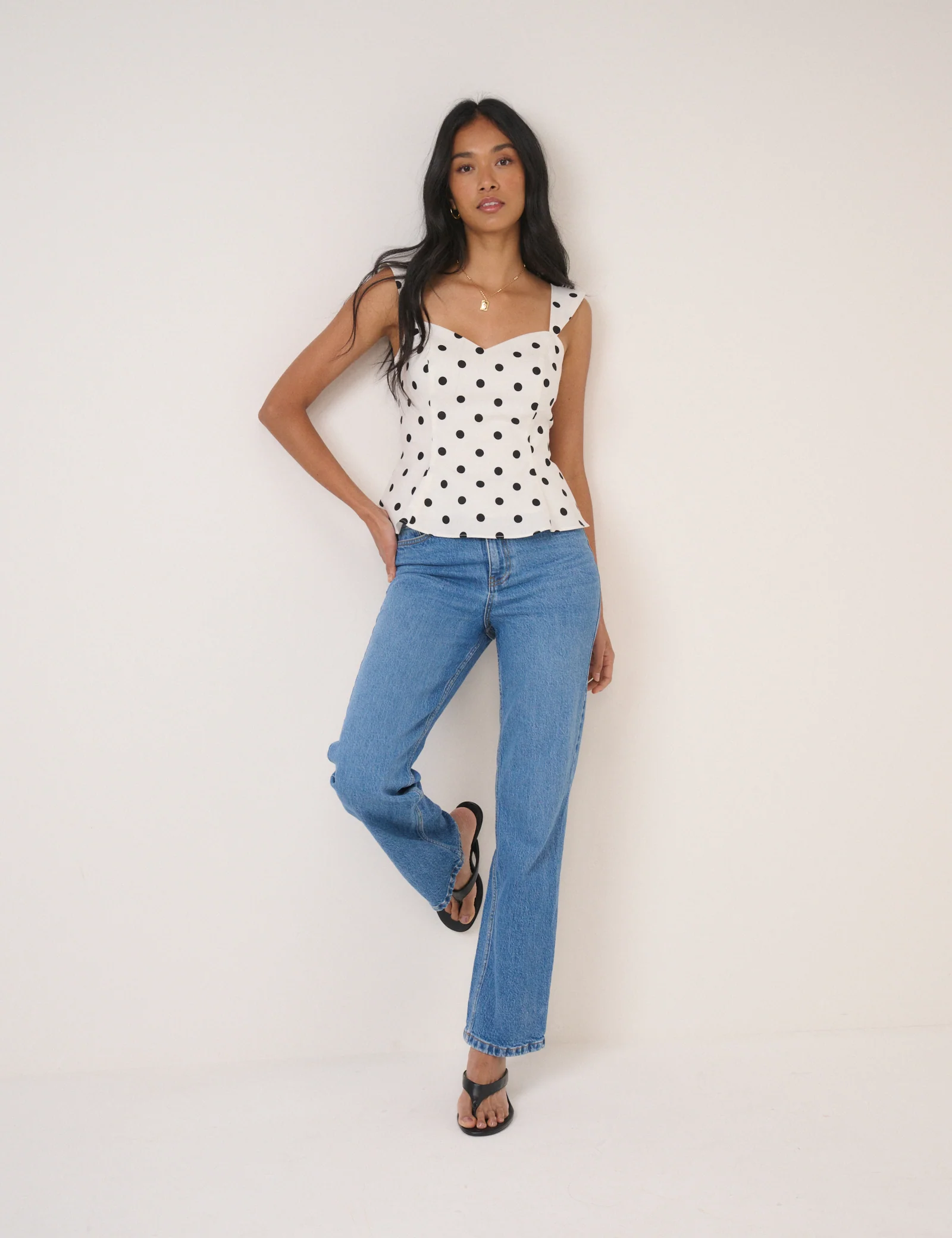 White Polka Dot Fitted Top - Image 5