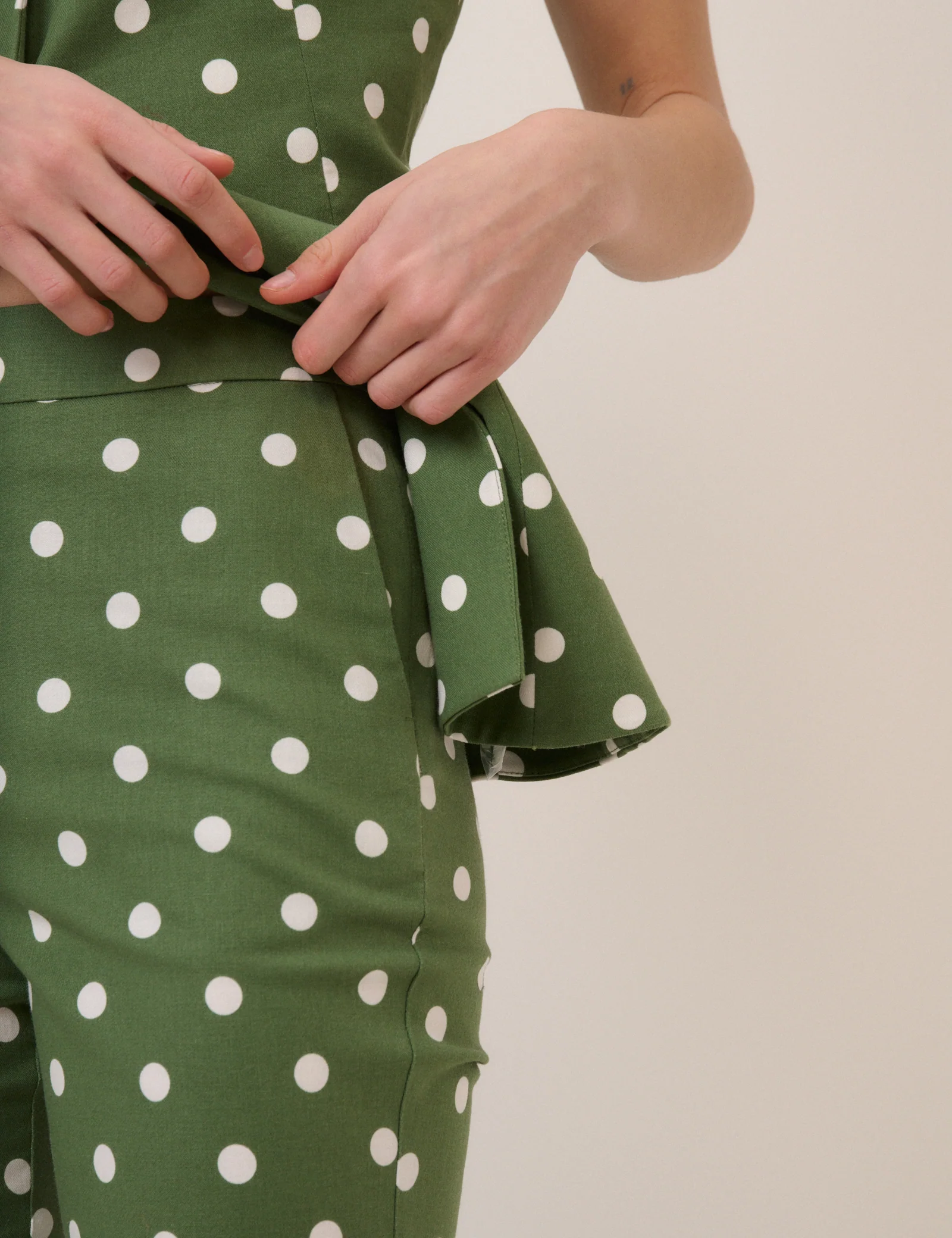 Green Polka Dot Capri Trousers - Image 6