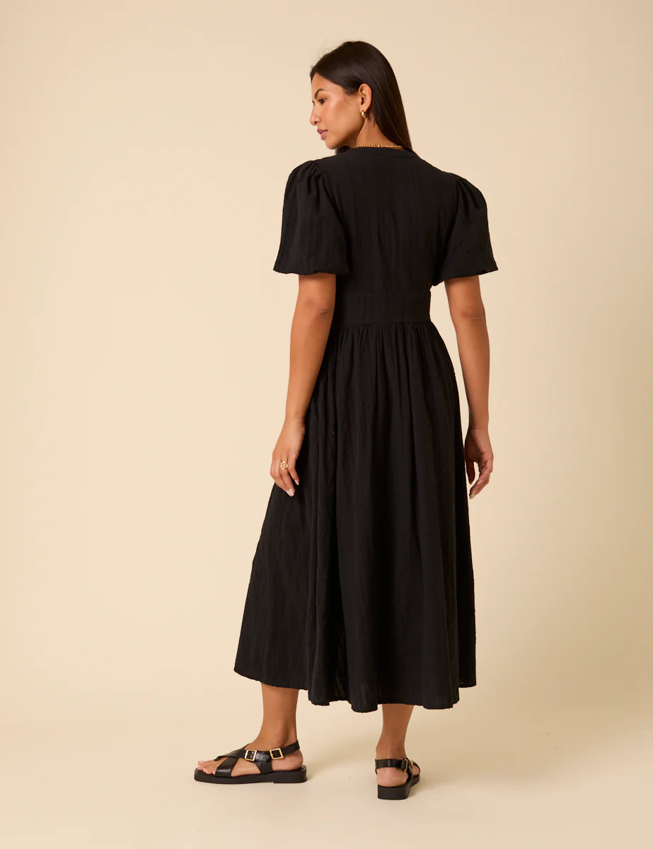 Black Short Sleeve Starlight Midi Dress - Image 5