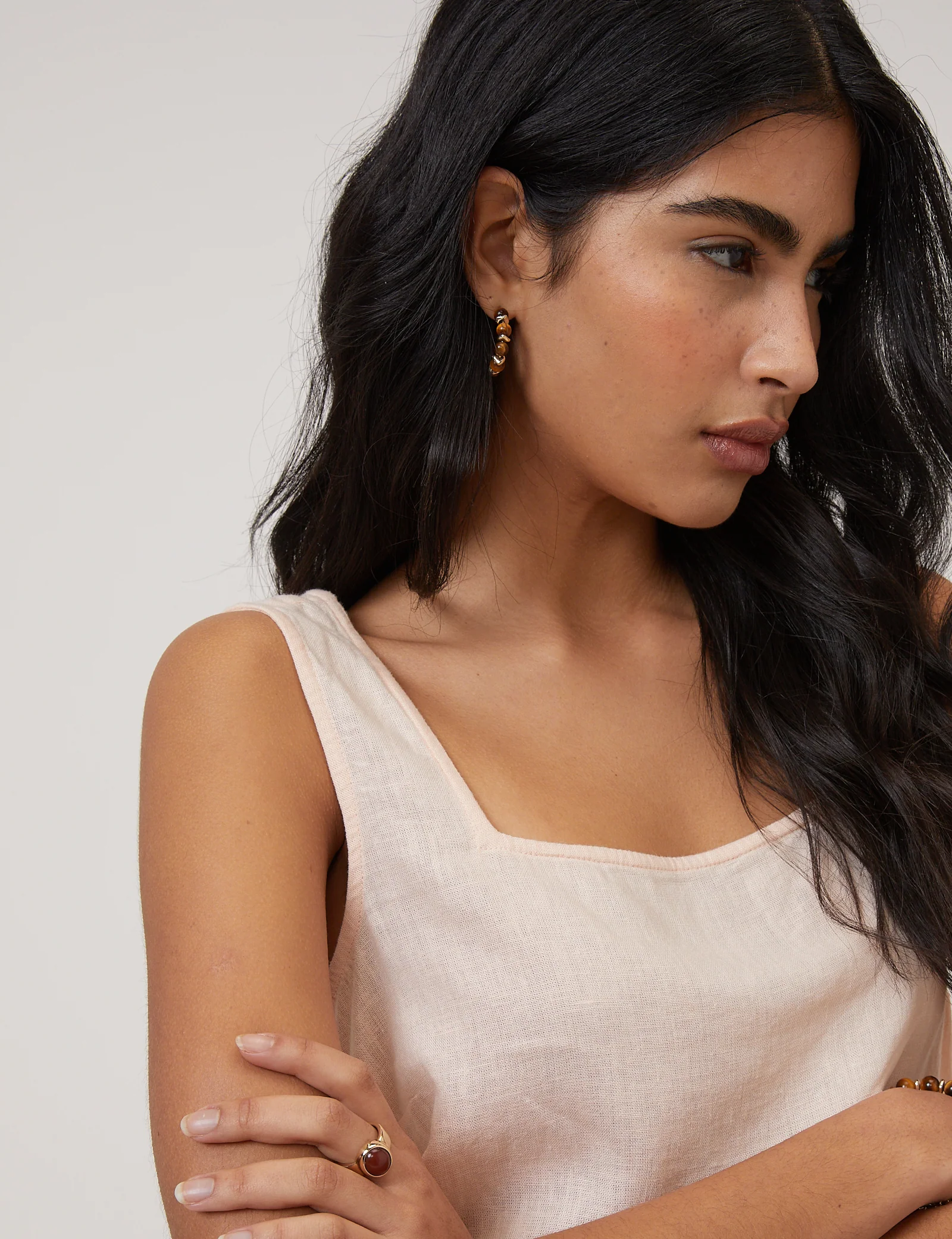 Pale Peach Linen-Blend Top - Image 4