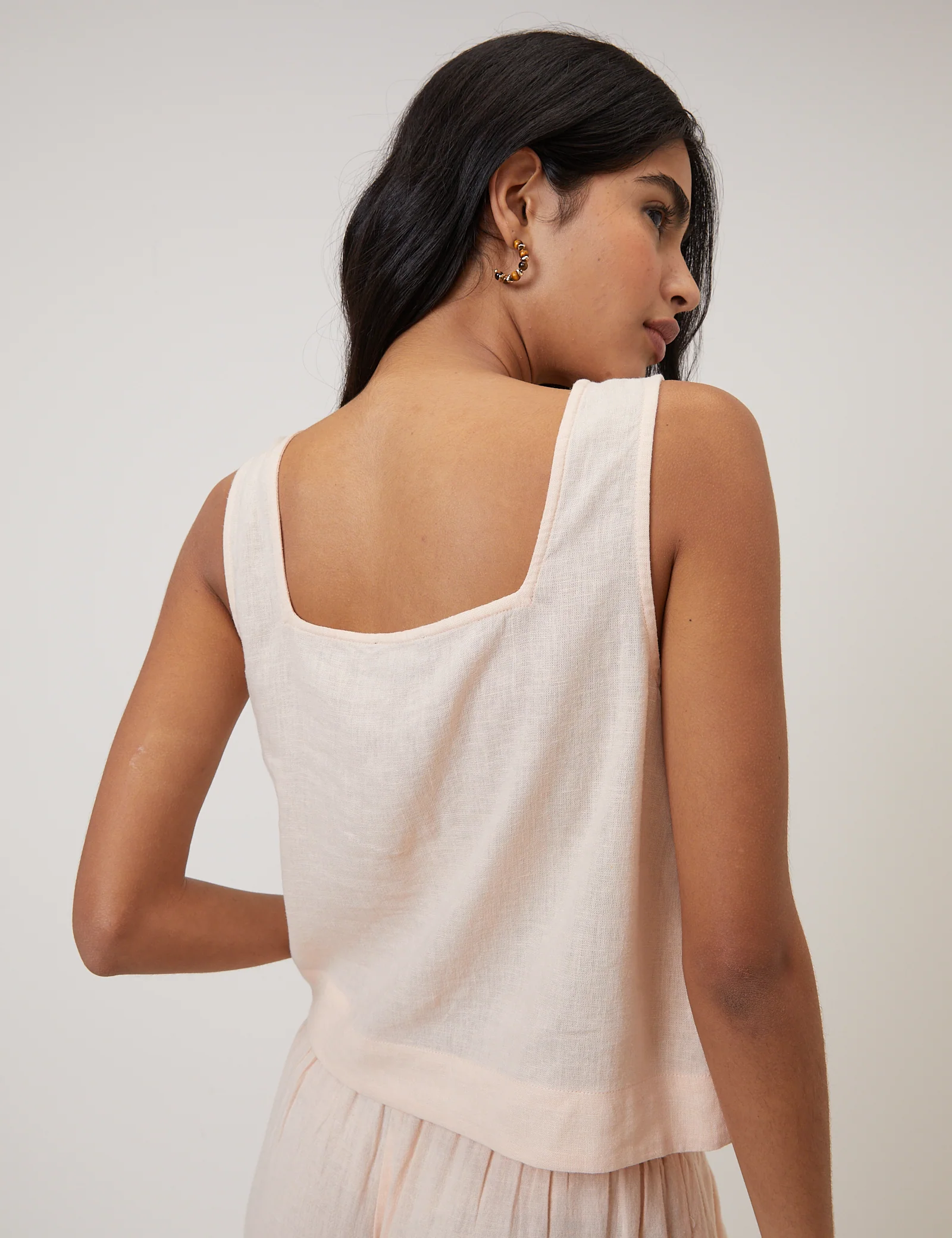 Pale Peach Linen-Blend Top - Image 5