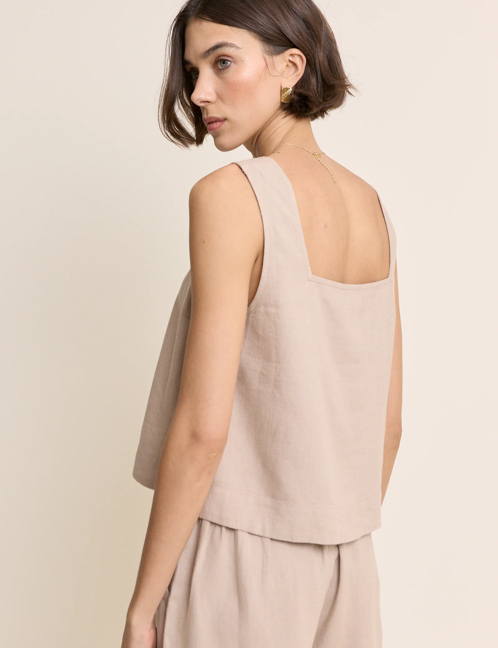 Beige Linen-blend Top - Image 5