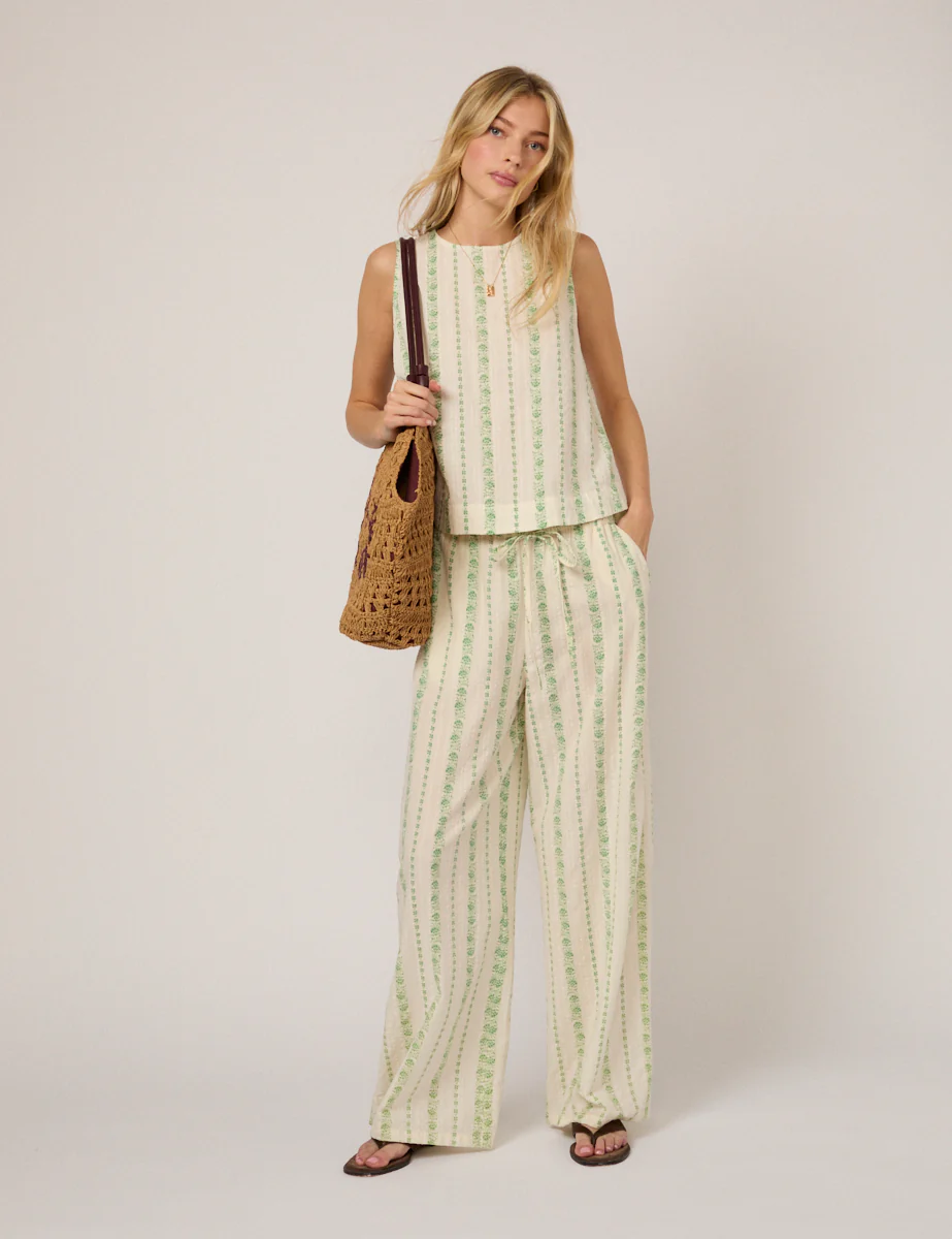Cream Printed Linen-Blend Swing Top - Image 2