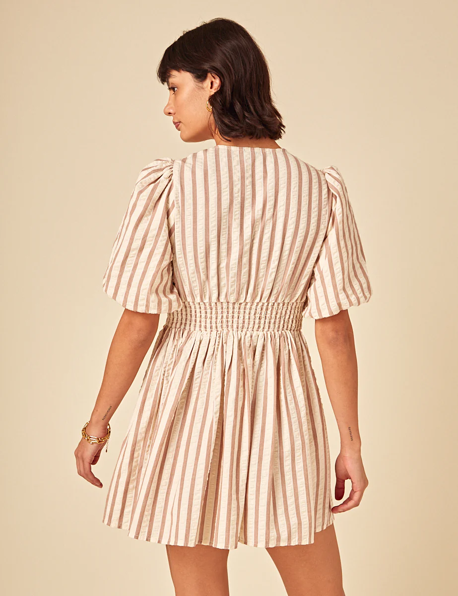 Stone Striped Tie Front Scarla Mini Dress - Image 4