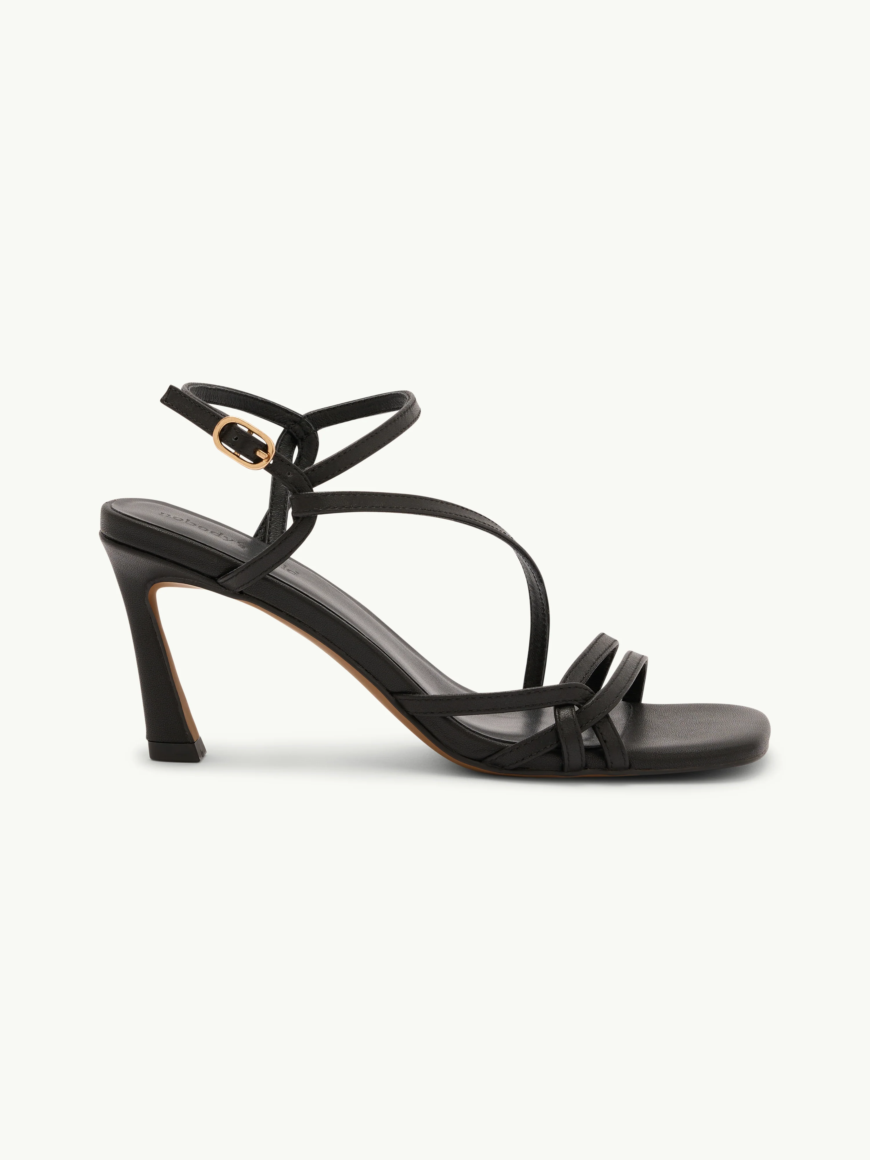 Black Leather Strappy High Heels - Image 6