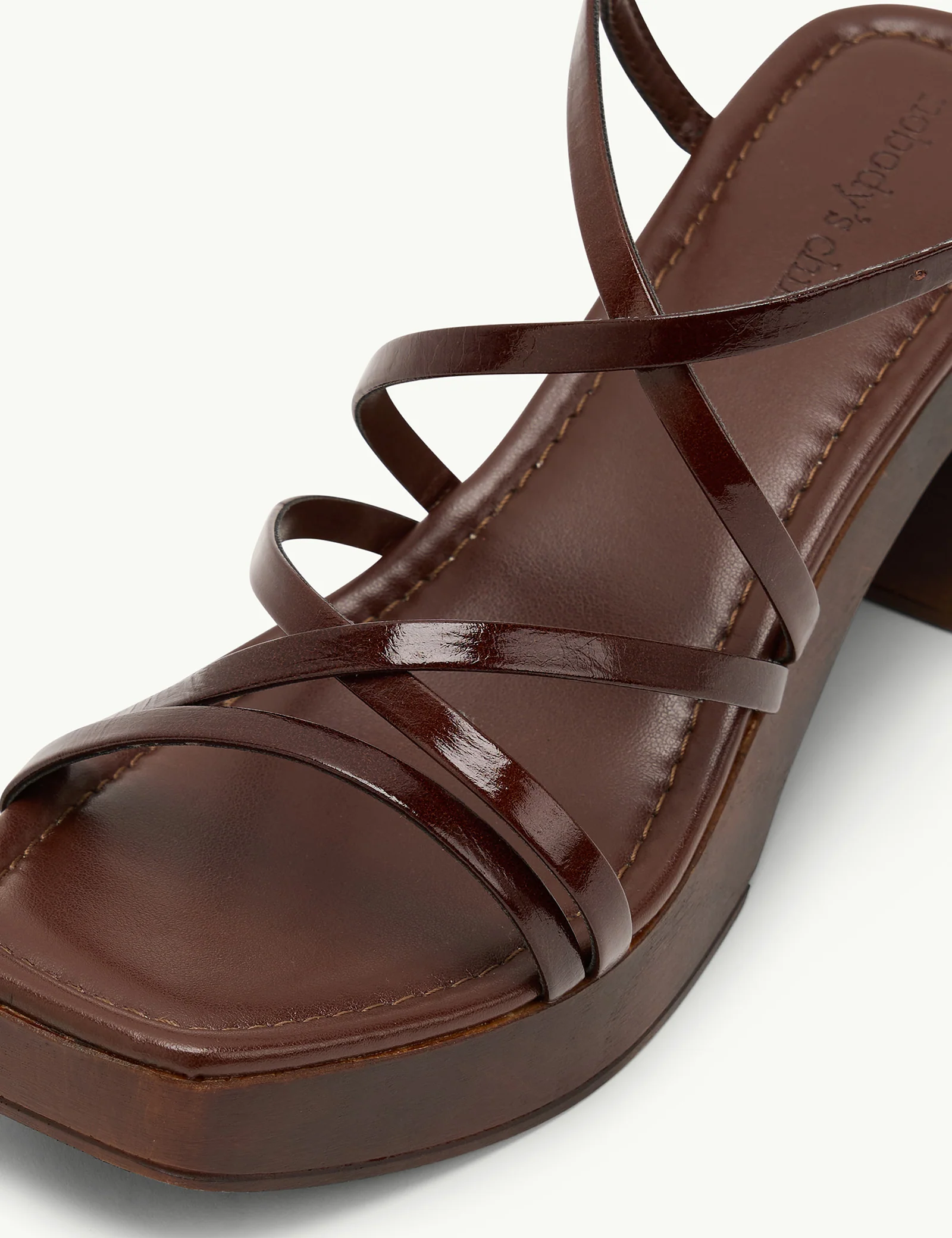 Dark Brown Leather Block Heel Sandels - Image 5