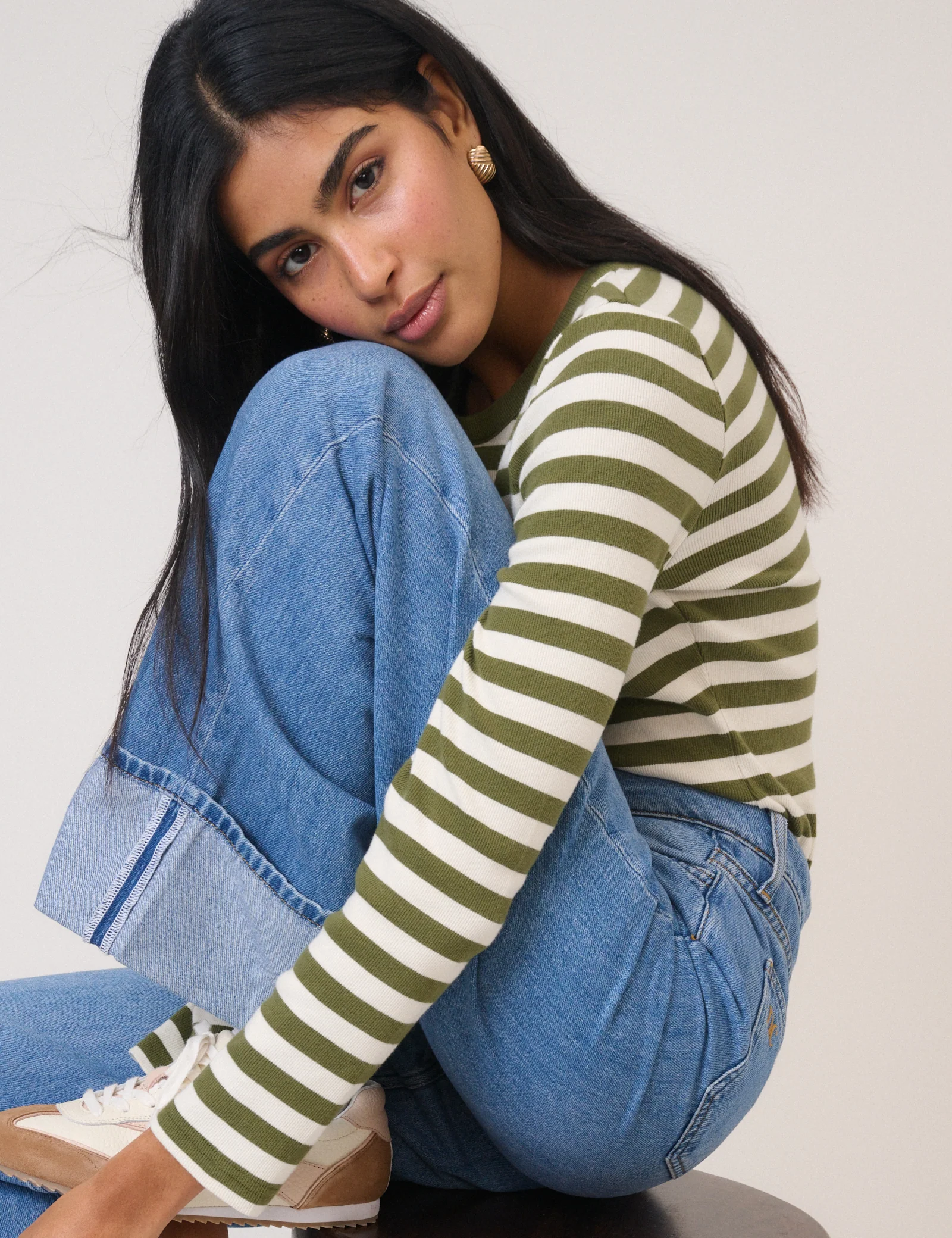 Green Striped Ribbed Jersey Top - Image 4
