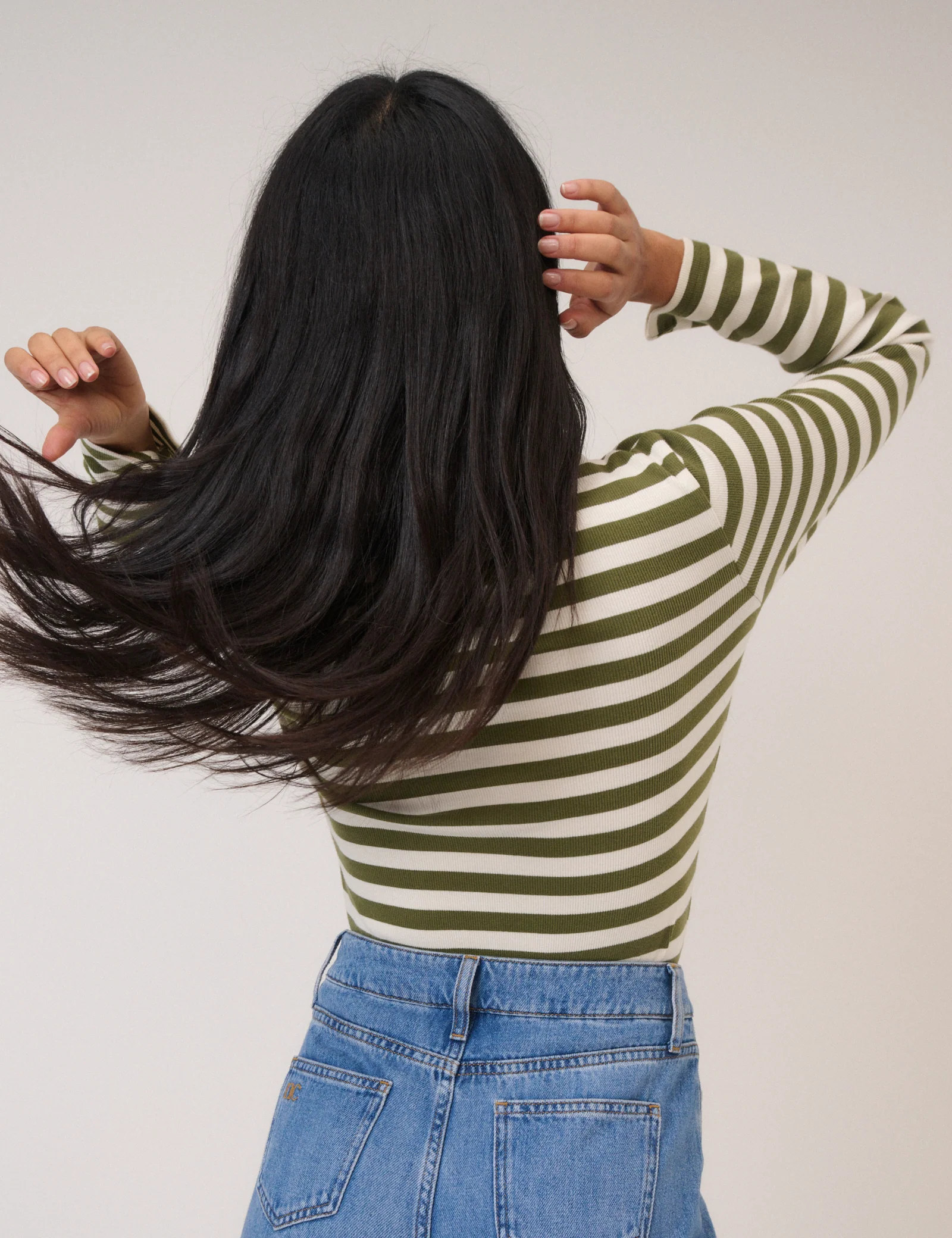 Green Striped Ribbed Jersey Top - Image 6