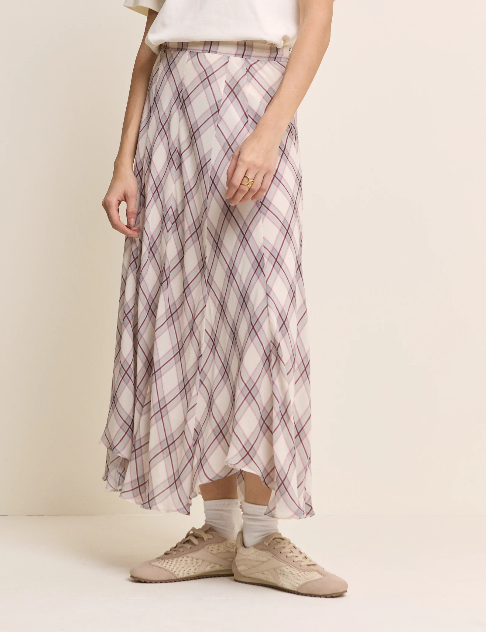 Pink Check Midi Skirt - Image 2