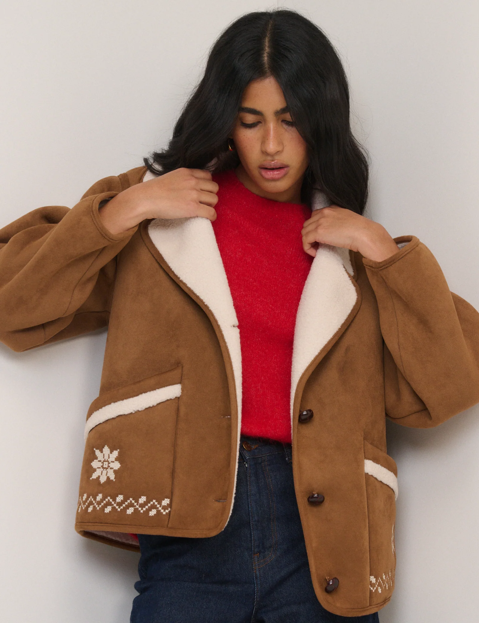 Tan Faux-Shearling Aspen Jacket - Image 4