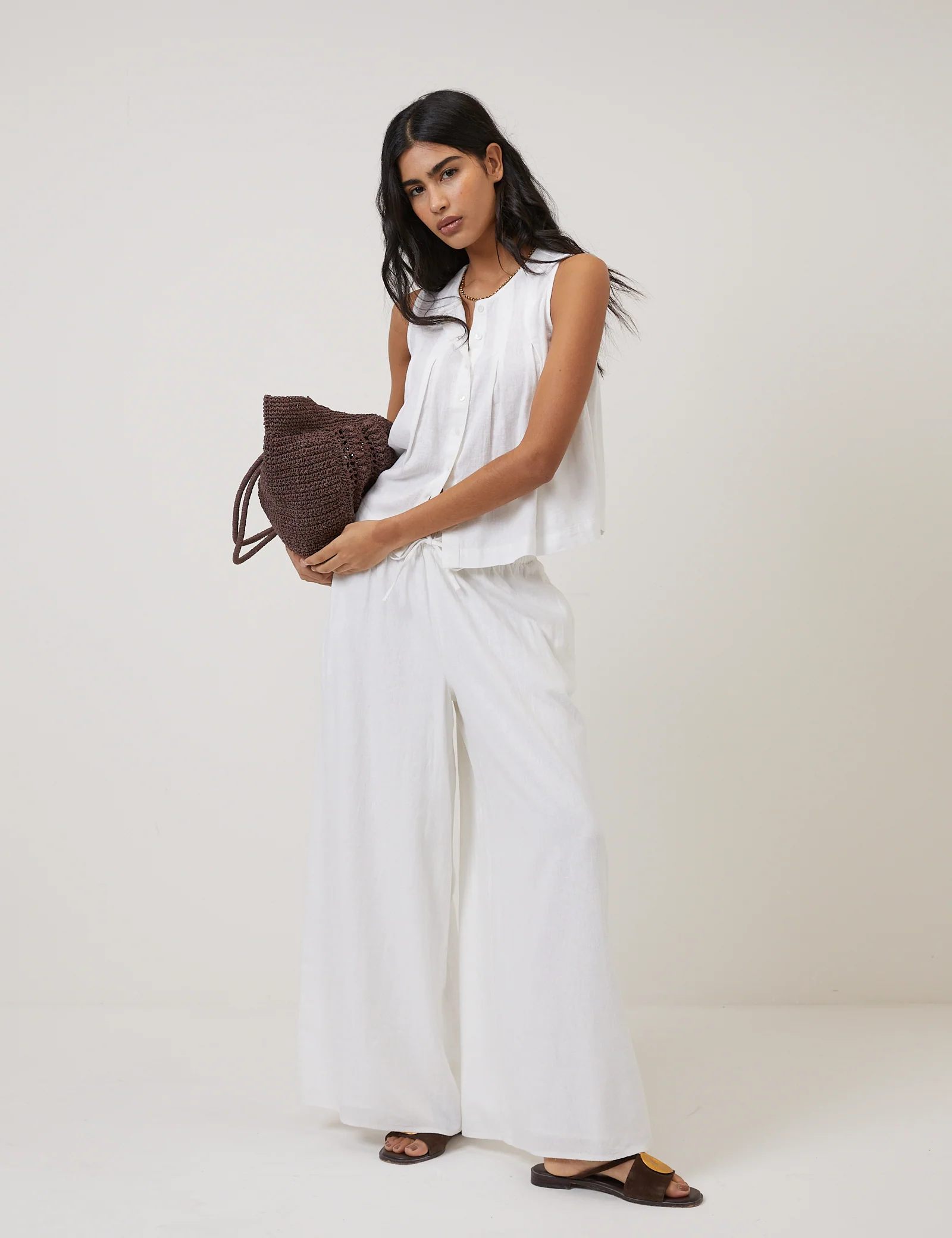 White Linen-Blend Top - Image 4