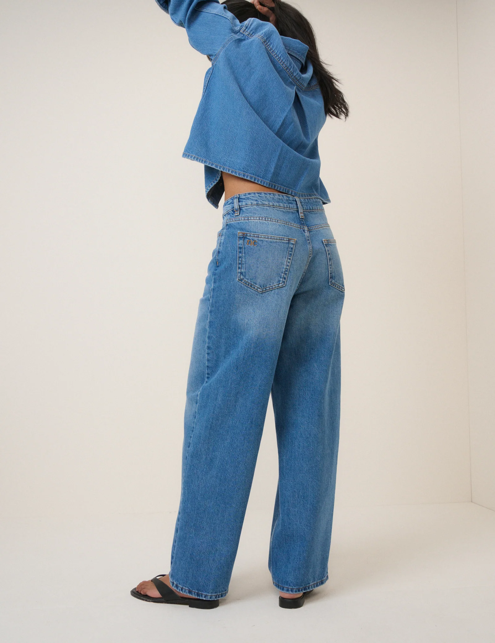 Blue Wide Leg Stepney Loose Jeans - Image 4