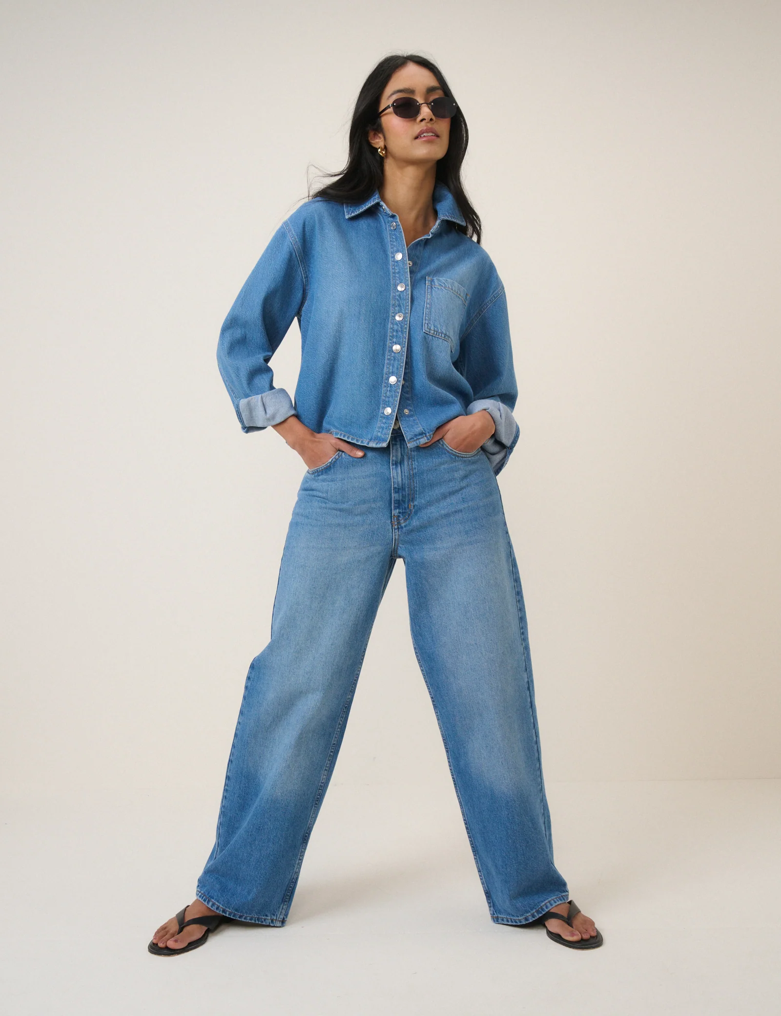 Blue Wide Leg Stepney Loose Jeans - Image 5