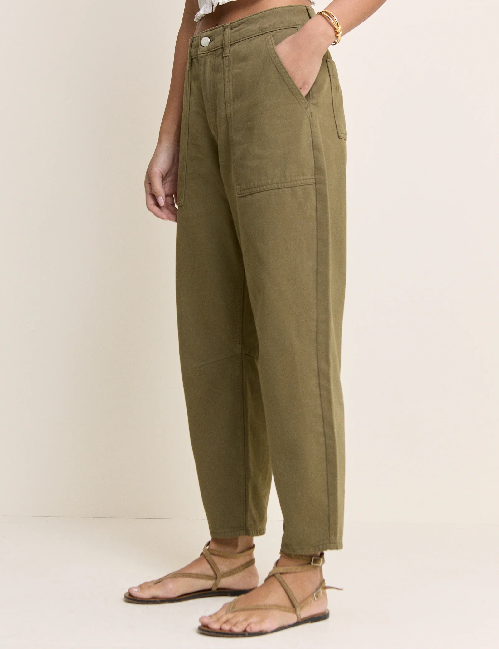 Khaki Utility Pocket Trousers - Image 3